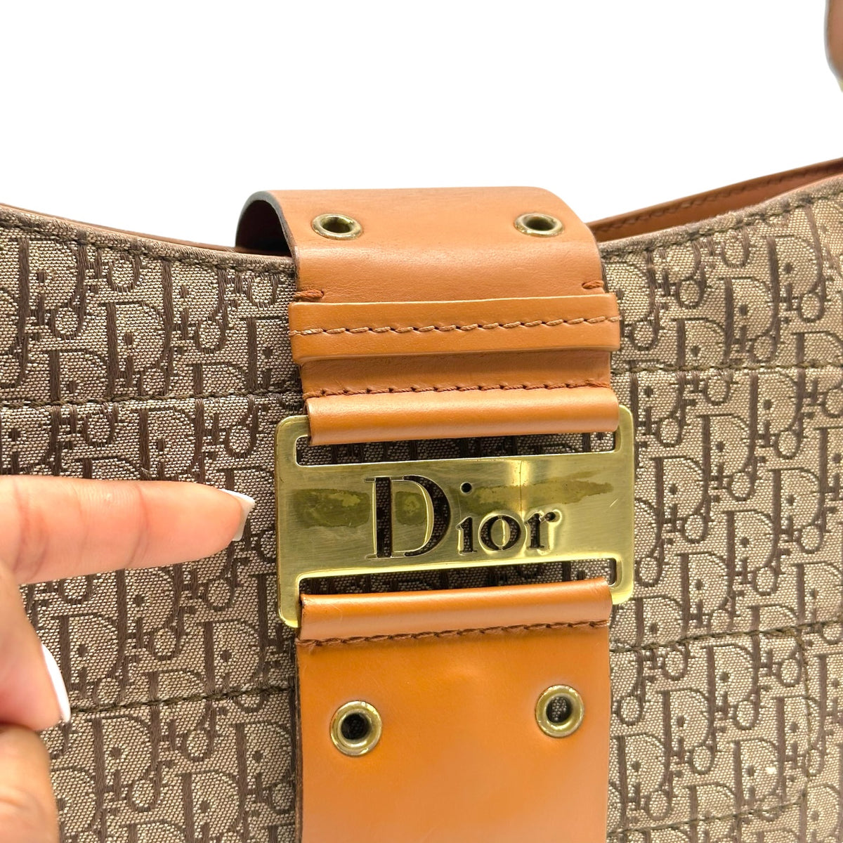 Christian Dior Trotter Monogram Tan Shoulder Bag