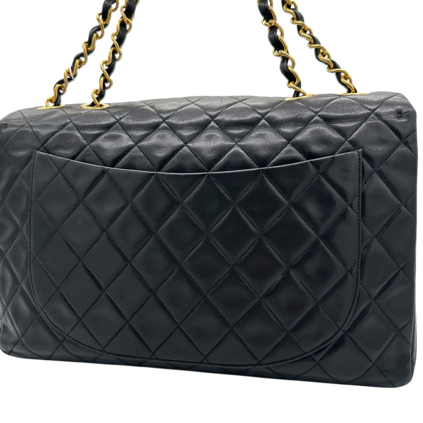 Chanel 90's Black Lambskin Maxi Flap Bag