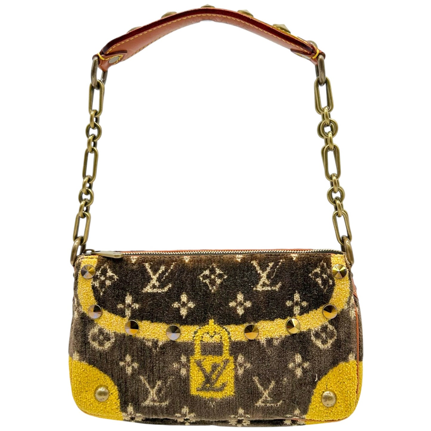 Louis Vuitton Brown & Gold Trompe L'oeil Studded Pochette Bag