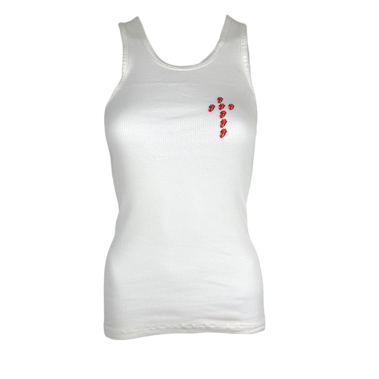 Chrome Hearts Vintage White Rolling Stones Logo Graphic Tank Top