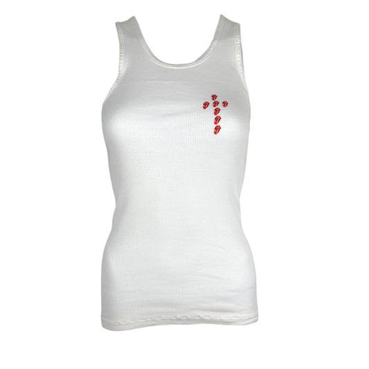 Chrome Hearts Vintage White Rolling Stones Logo Graphic Tank Top