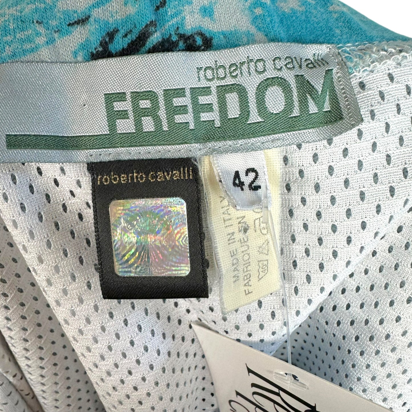 Roberto Cavalli Freedom Blue Graffiti Printed Mini Skirt