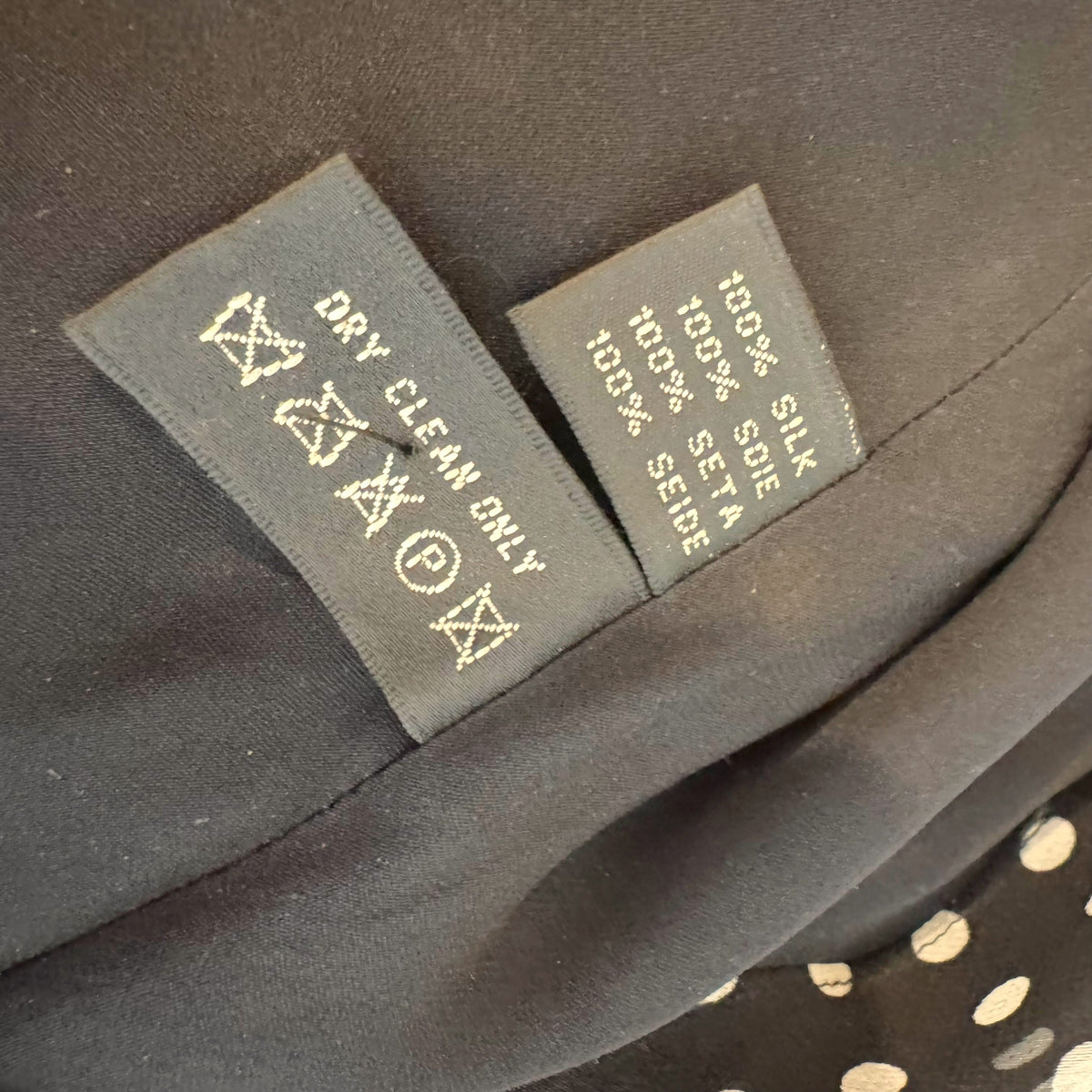Ralph Lauren Black Silk Polka Dot Sleeveless Blouse