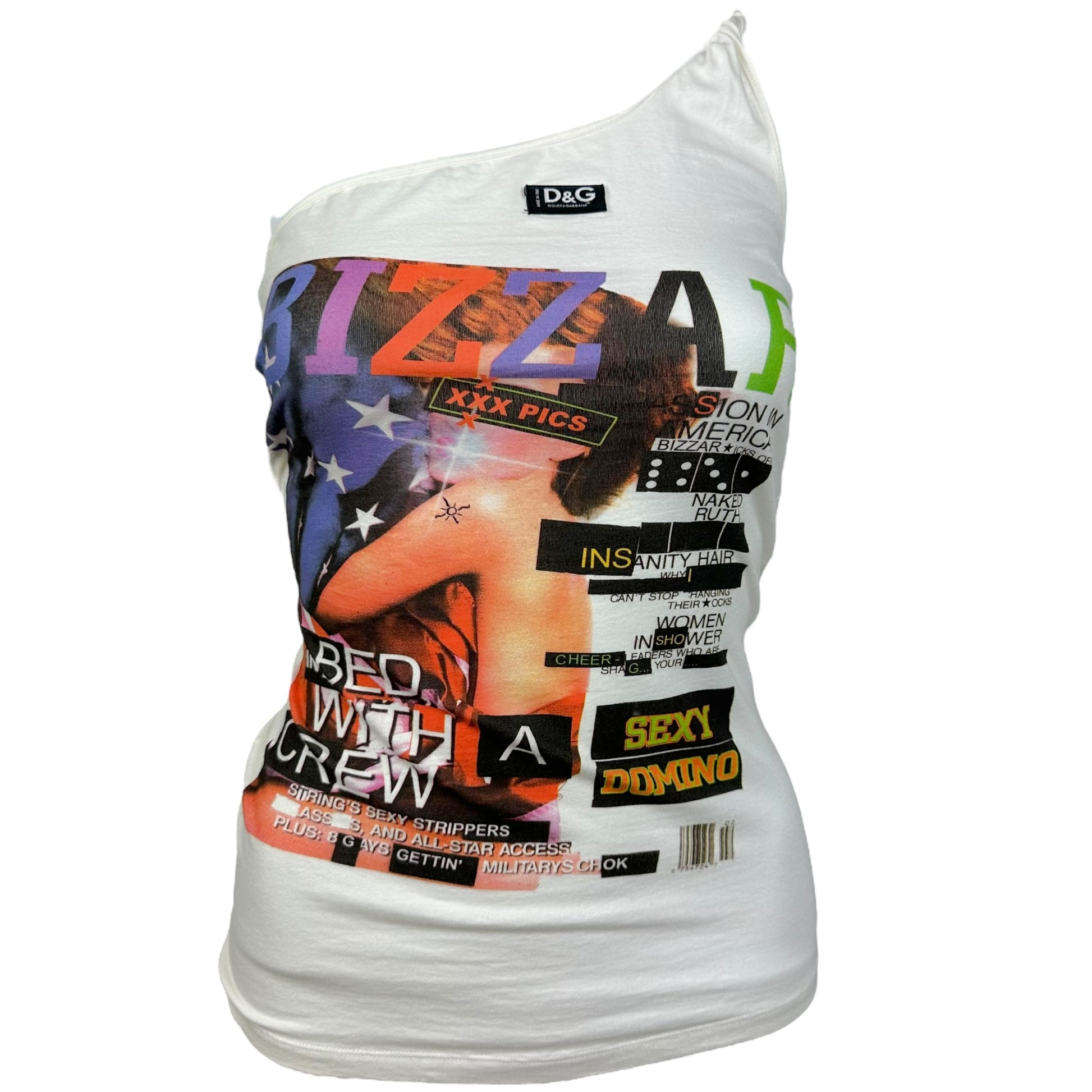 D&G Dolce & Gabbana Bazaar Magazine Graphic One Shoulder Tank - Outfit Repeater