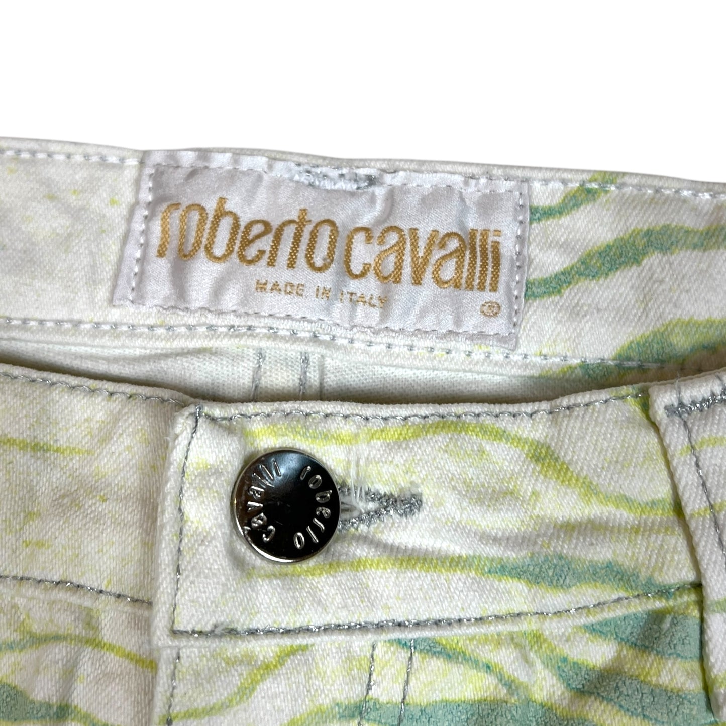 Roberto Cavalli S/S 2000 Green Zebra Print Jeans