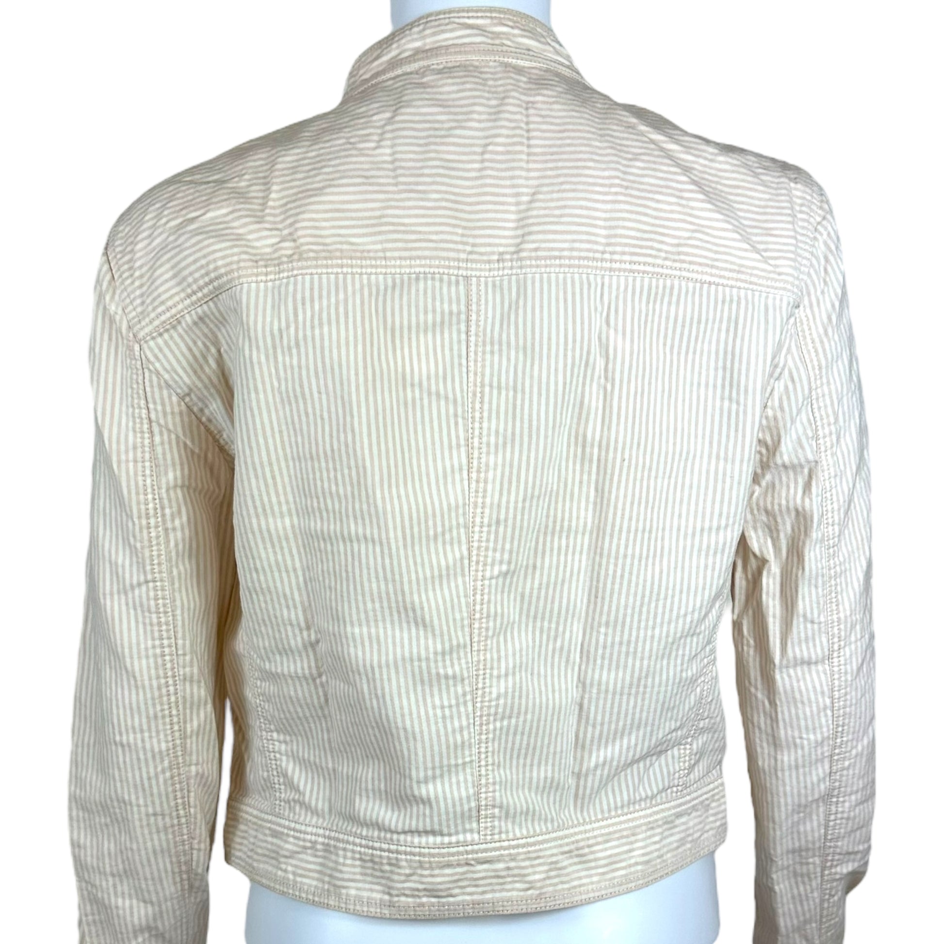 Prada Pink & White Striped Linen Blend Cropped Jacket - Outfit Repeater