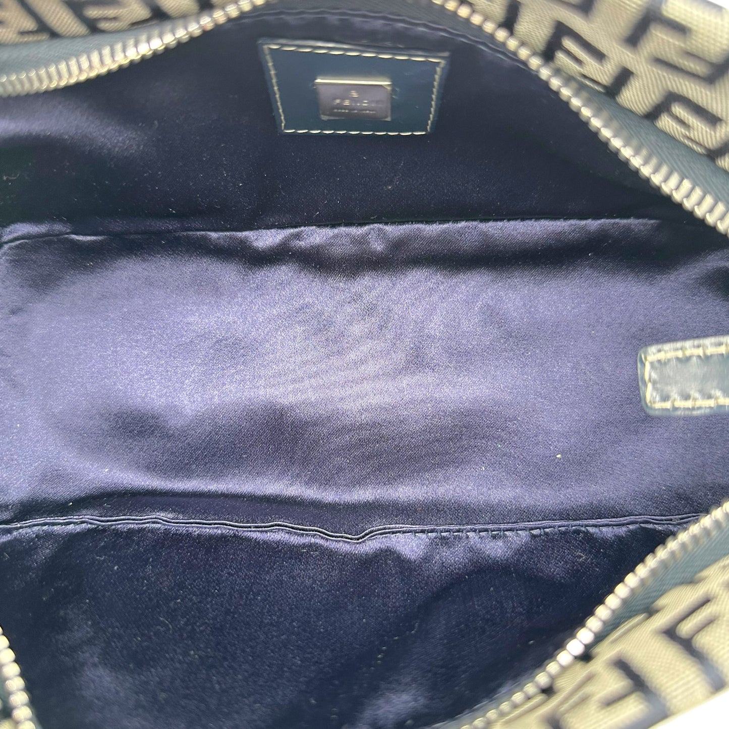 Fendi Navy Blue Zucchino Monogram Boat Pochette Mini Bag