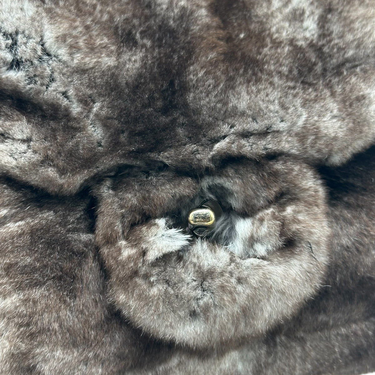 Chanel Small Flap Shoulder Bag Brown Gray Rabbit Fur