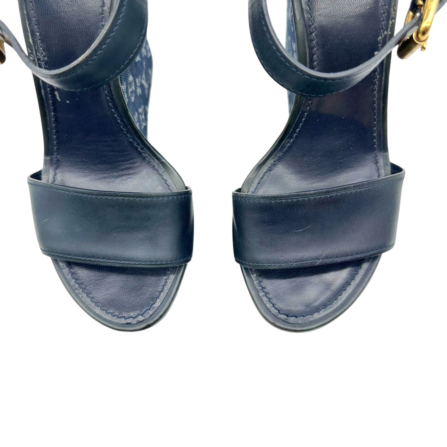 Louis Vuitton Denim Monogram Platform Wedge Sandals