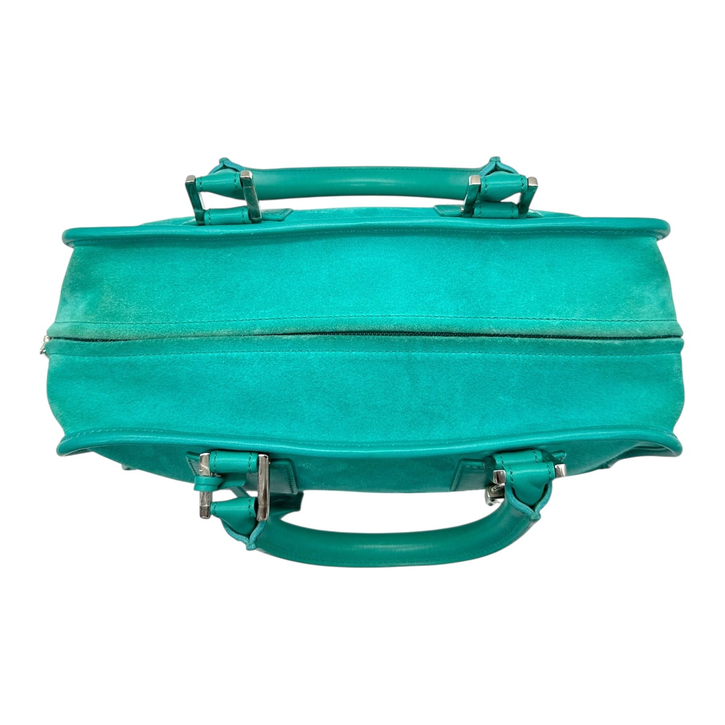 Loewe Turquoise Amazona 28 Suede Logo Bag