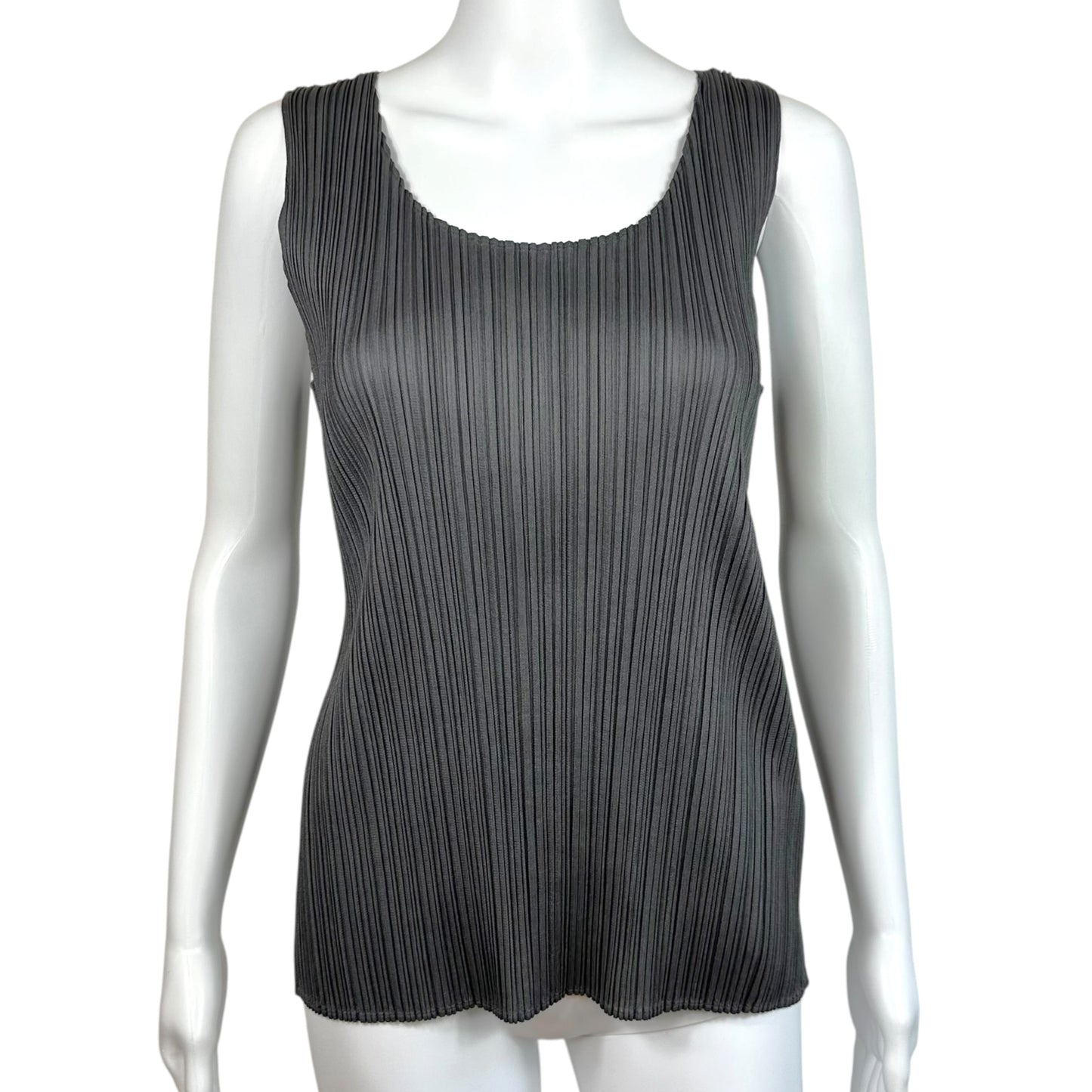 Issey Miyake Pleats Please Dark Gray Pleated Tank Top