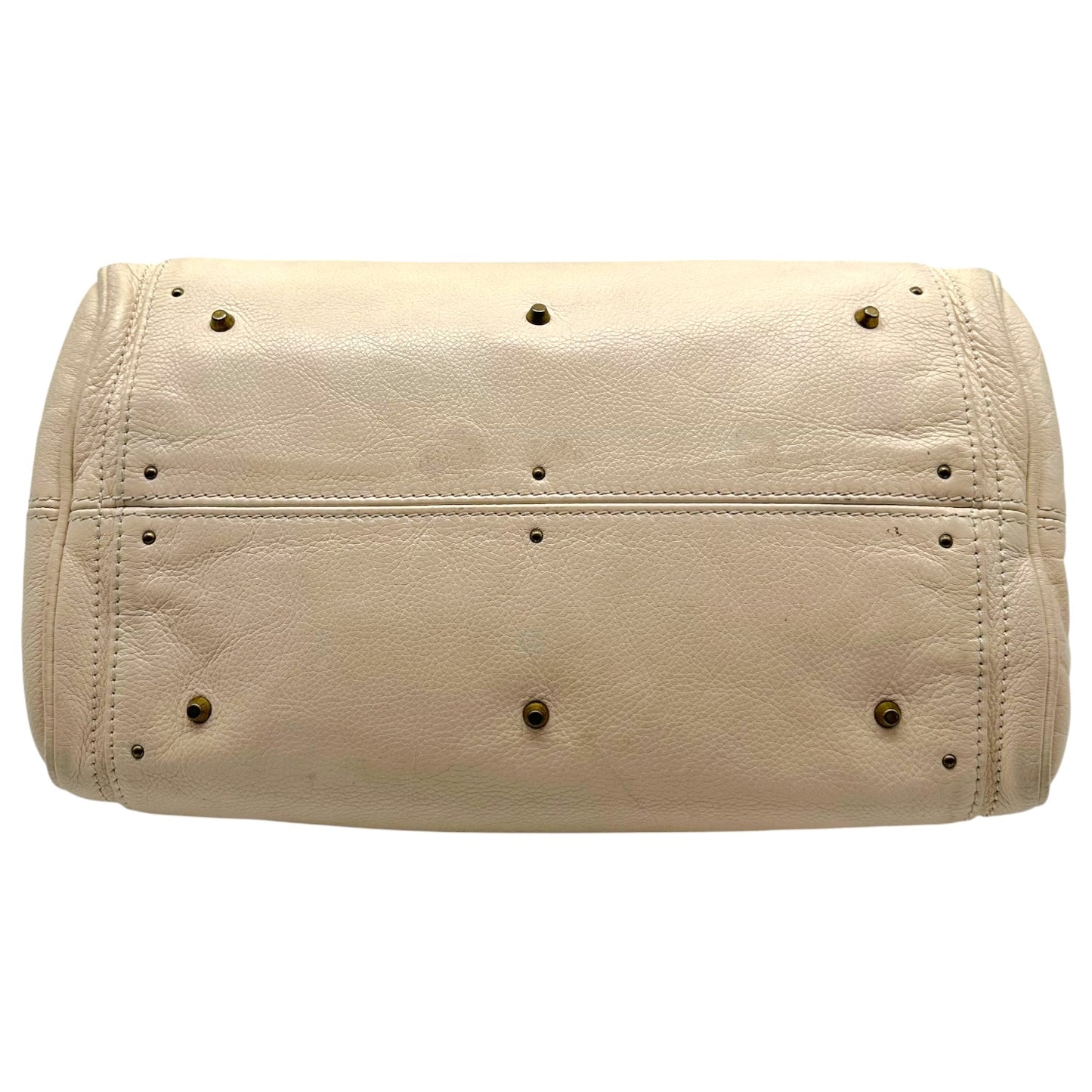 Chloé Ivory Leather Shoulder Bag with Padlock Closure