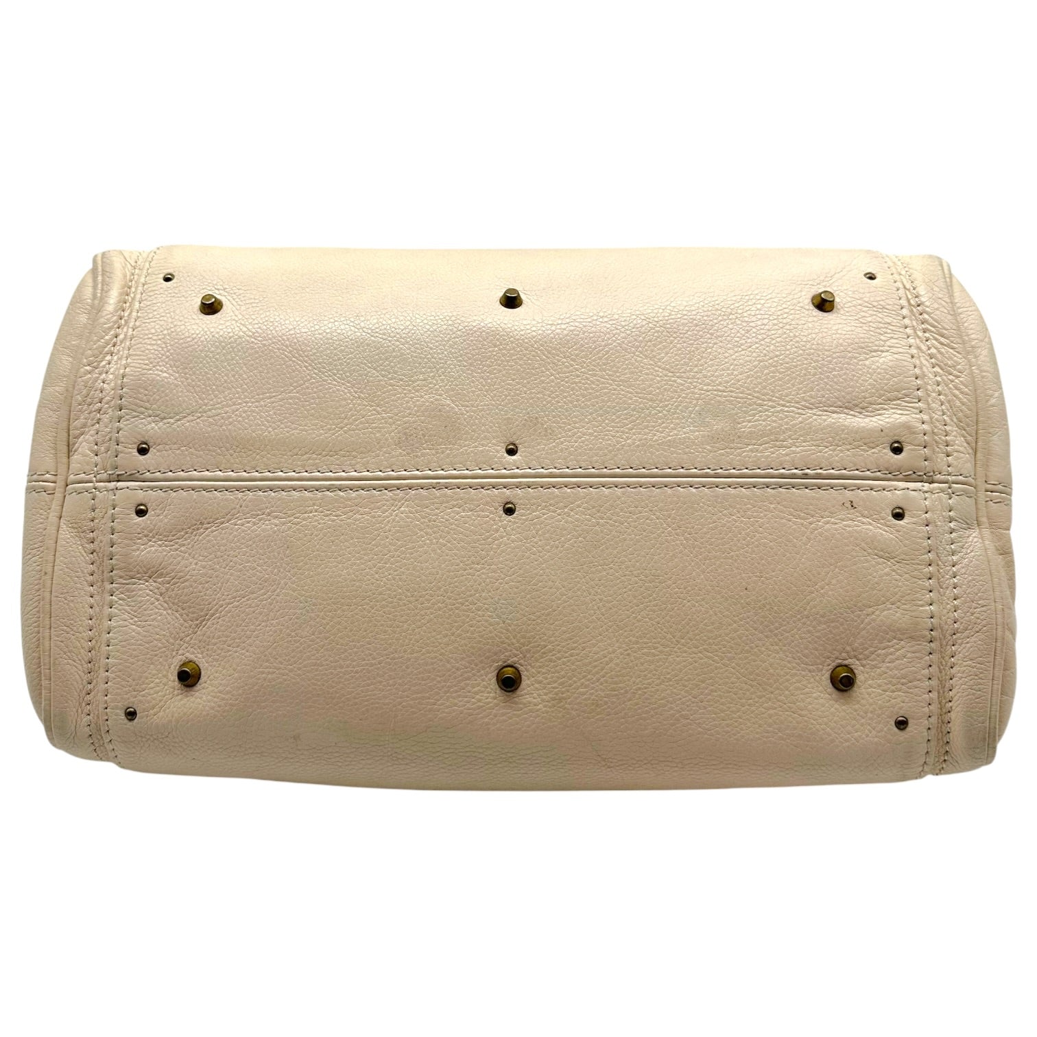 Chloé Ivory Leather Shoulder Bag with Padlock Closure