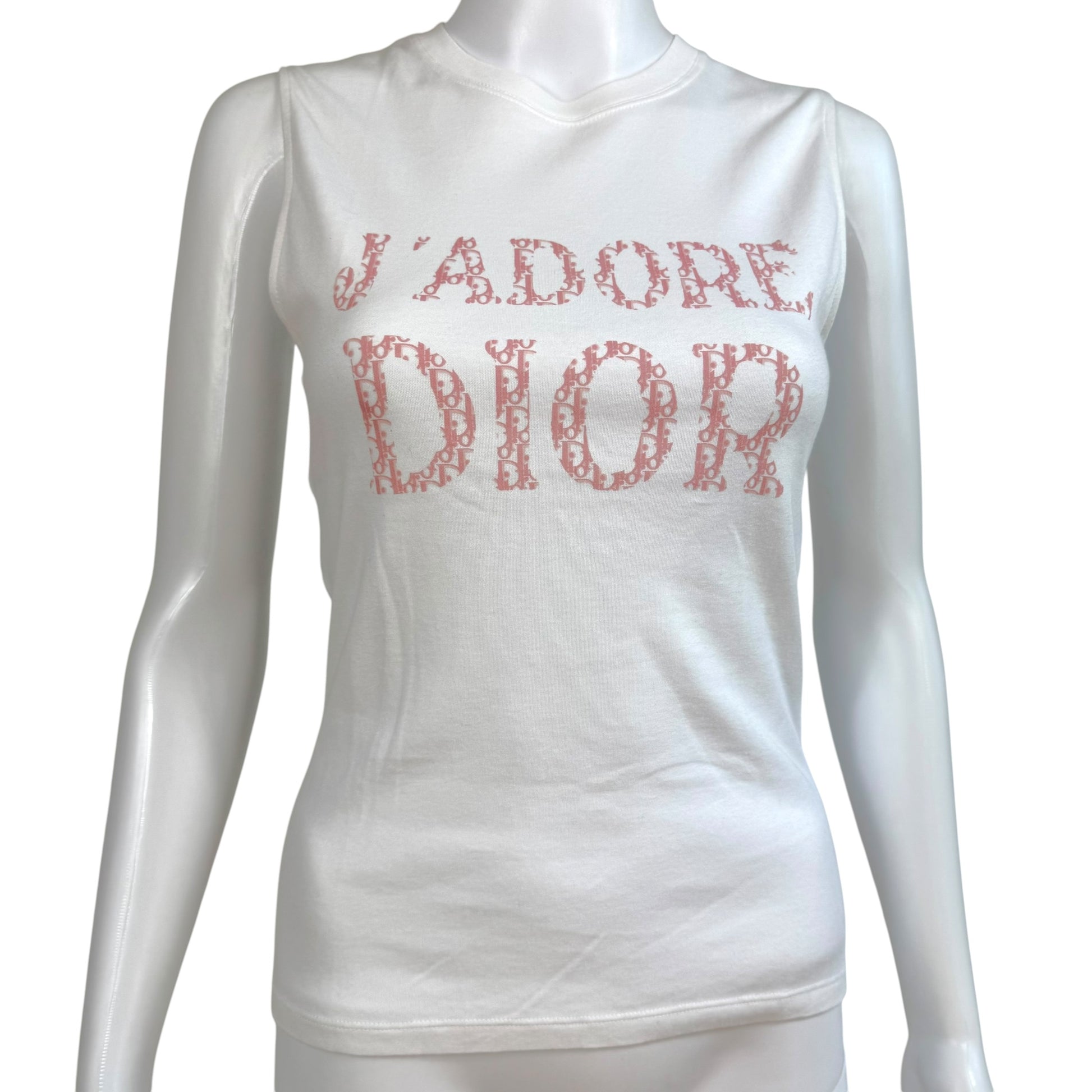 Christian Dior Pink White Trotter Monogram Tank Top