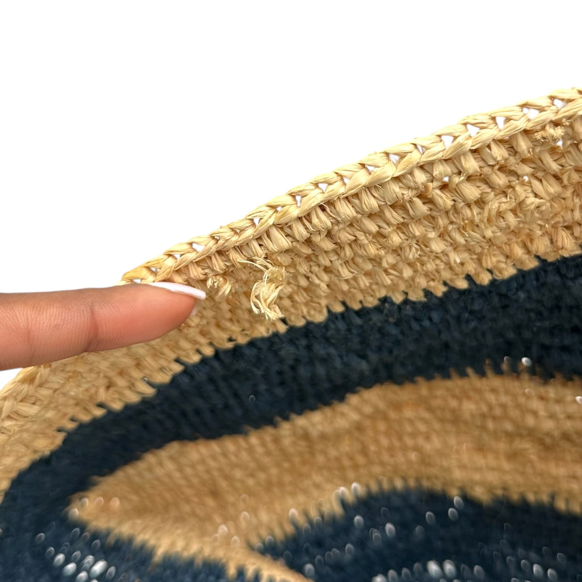 Balenciaga Raffia Beach Tote Bag Navy Blue Beige Stripes