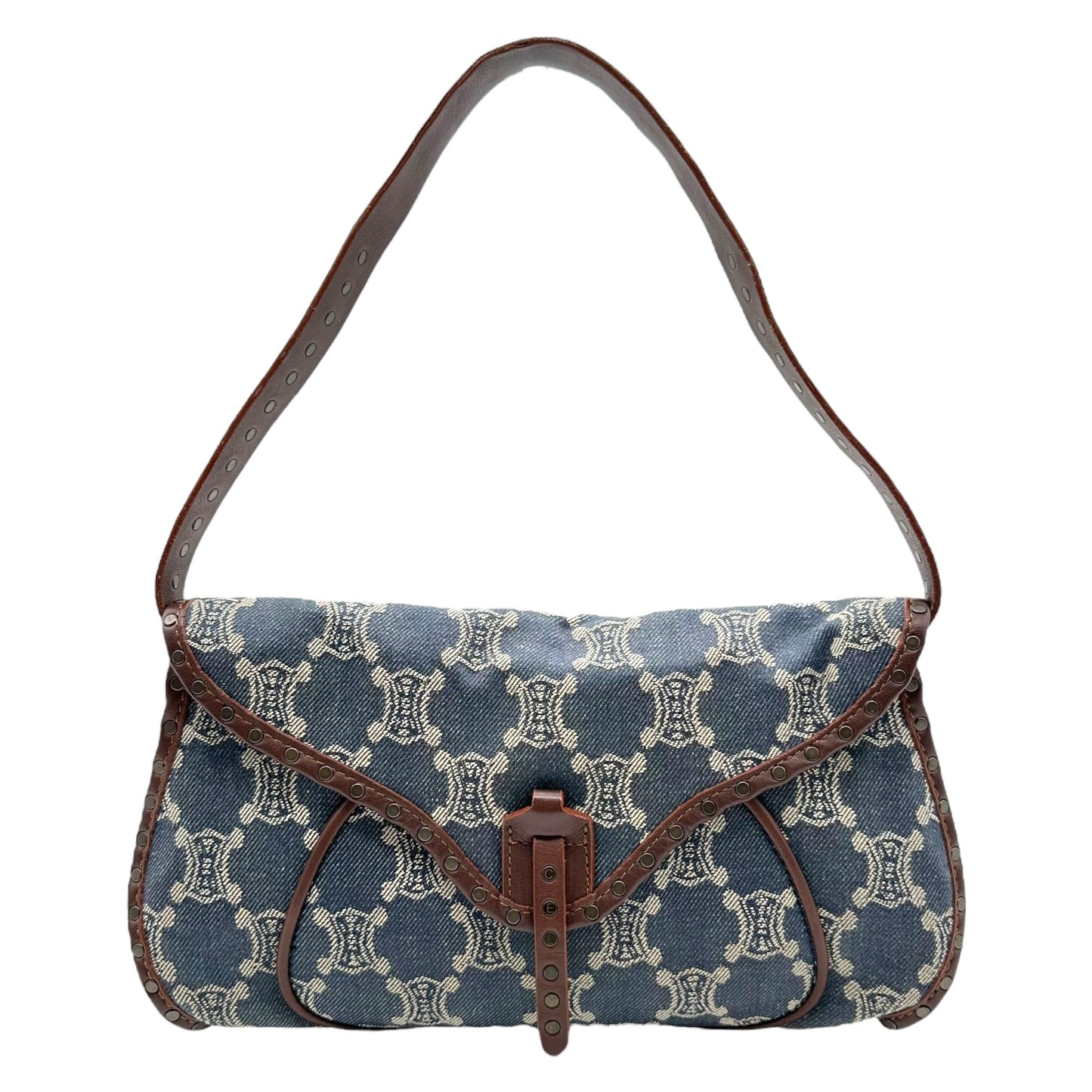 Celine Denim Triomphe Monoram Poulbot Shoulder Bag