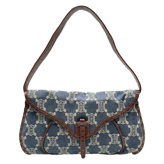 Celine Denim Triomphe Monoram Poulbot Shoulder Bag