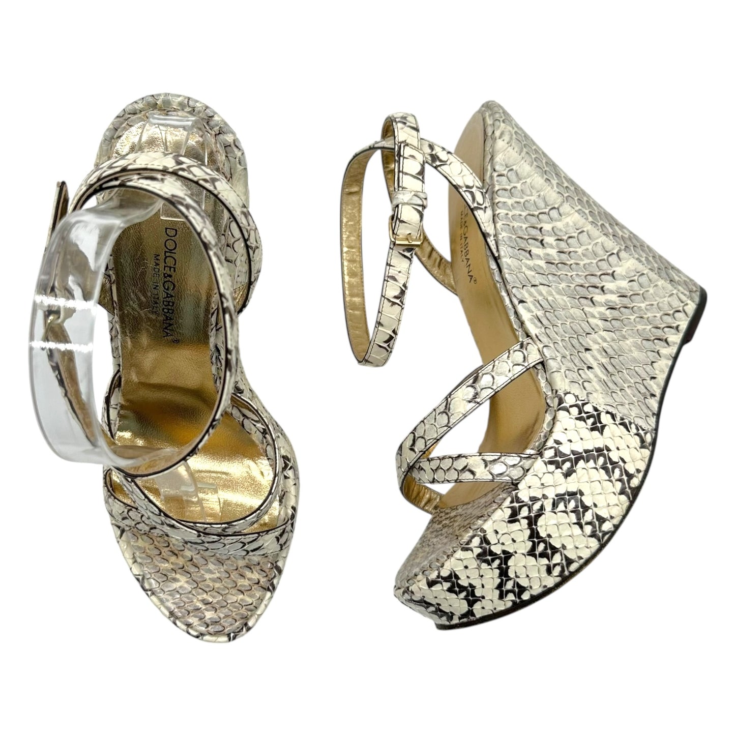 Dolce & Gabbana S/S 2005 Ivory Python Wedge Sandals