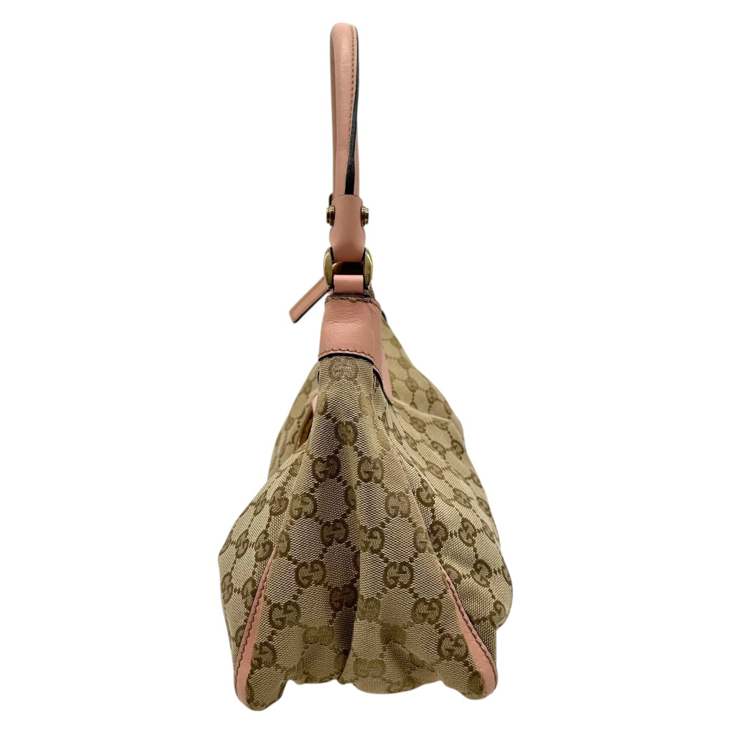 Gucci Tan Monogram & Pink Leather Small Abby Hobo Bag