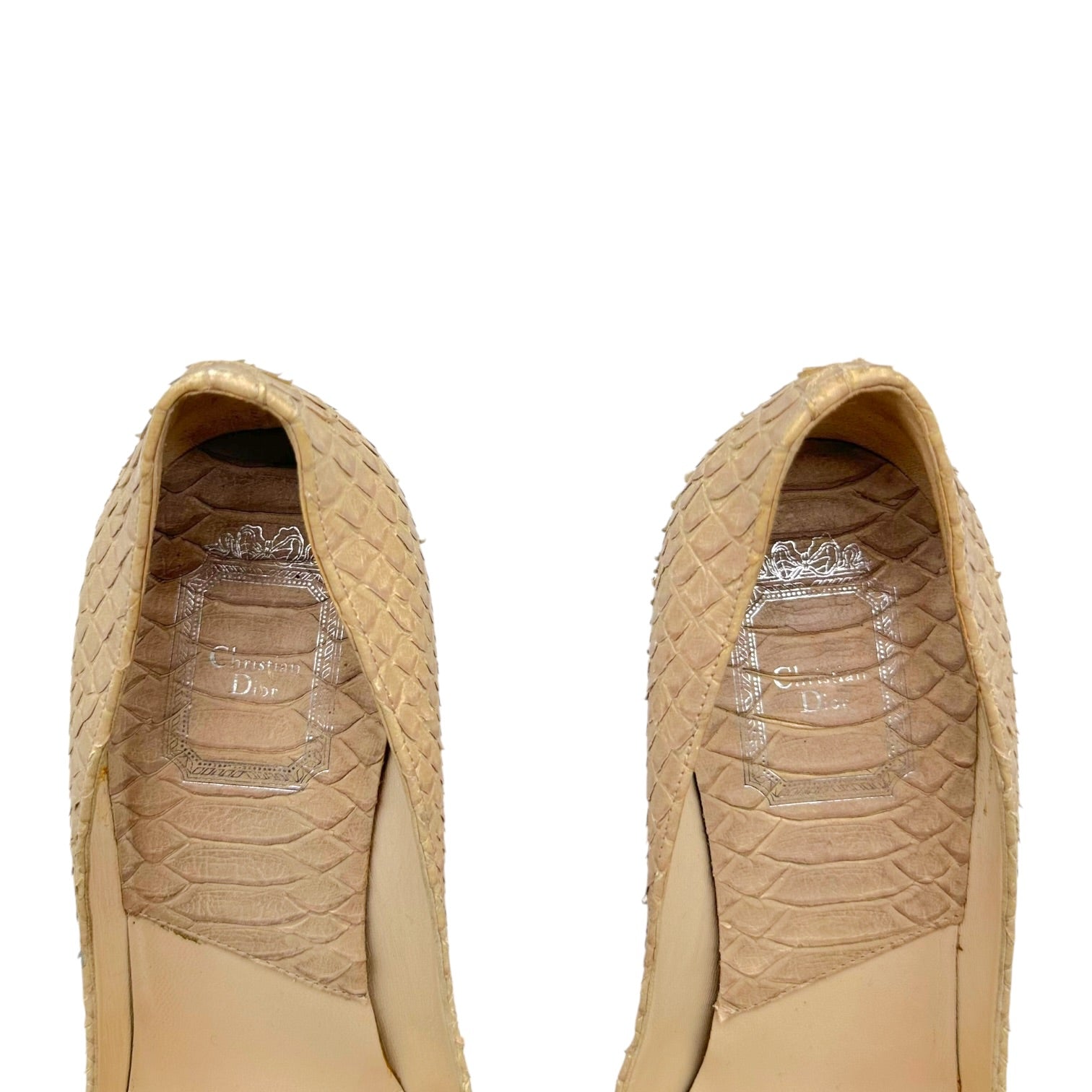 Christian Dior Ivory Snakeskin Pointed Toe Heels