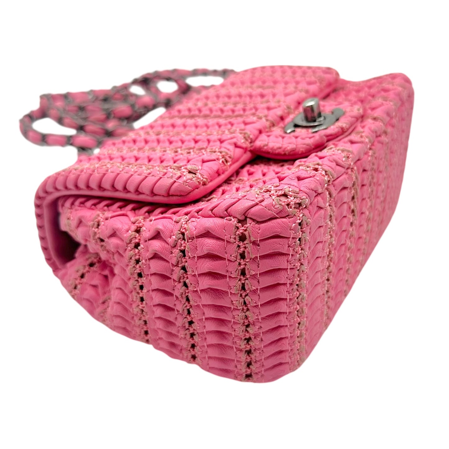 Chanel Paris-Seoul Pink Woven Leather Mini Square Flap Bag 2016