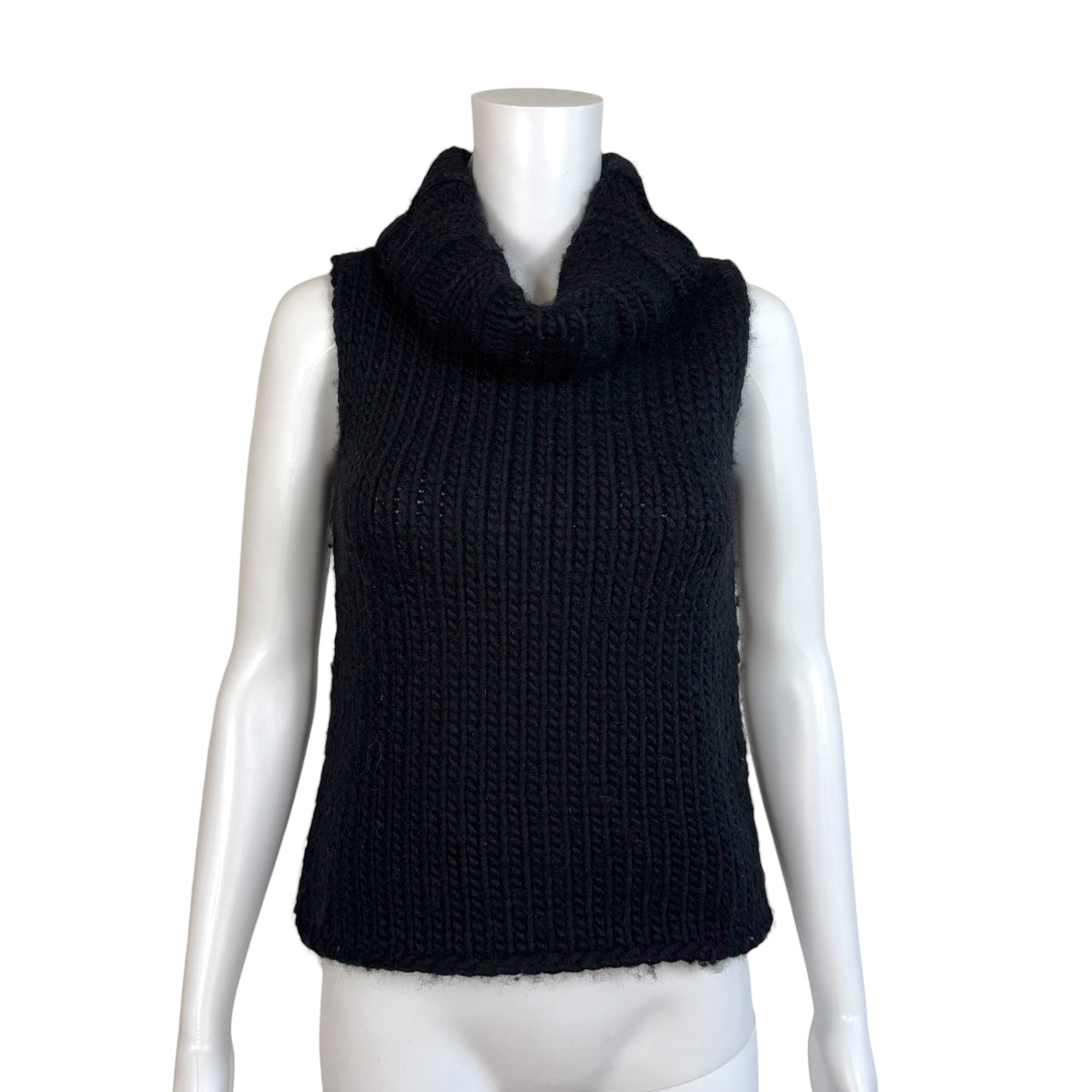 Gucci Sleeveless Turtleneck Sweater Black Heavy Knit