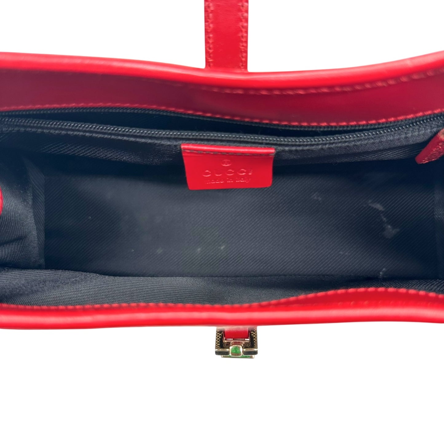 Gucci Gray Monogram & Red Leather Mini Jackie Bag