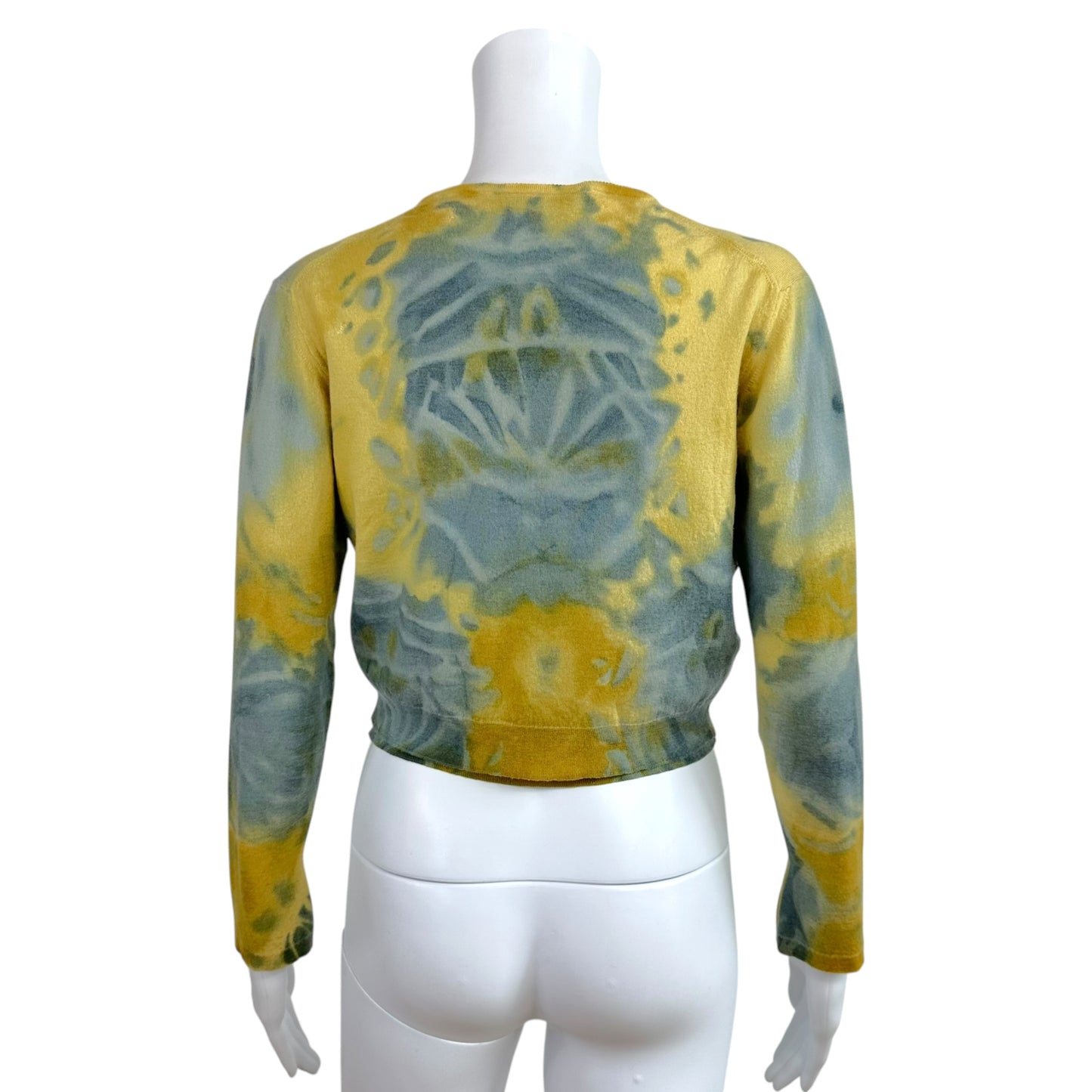 John Galliano Tie-Dye Beaded Cami Cardigan Set Beige Blue