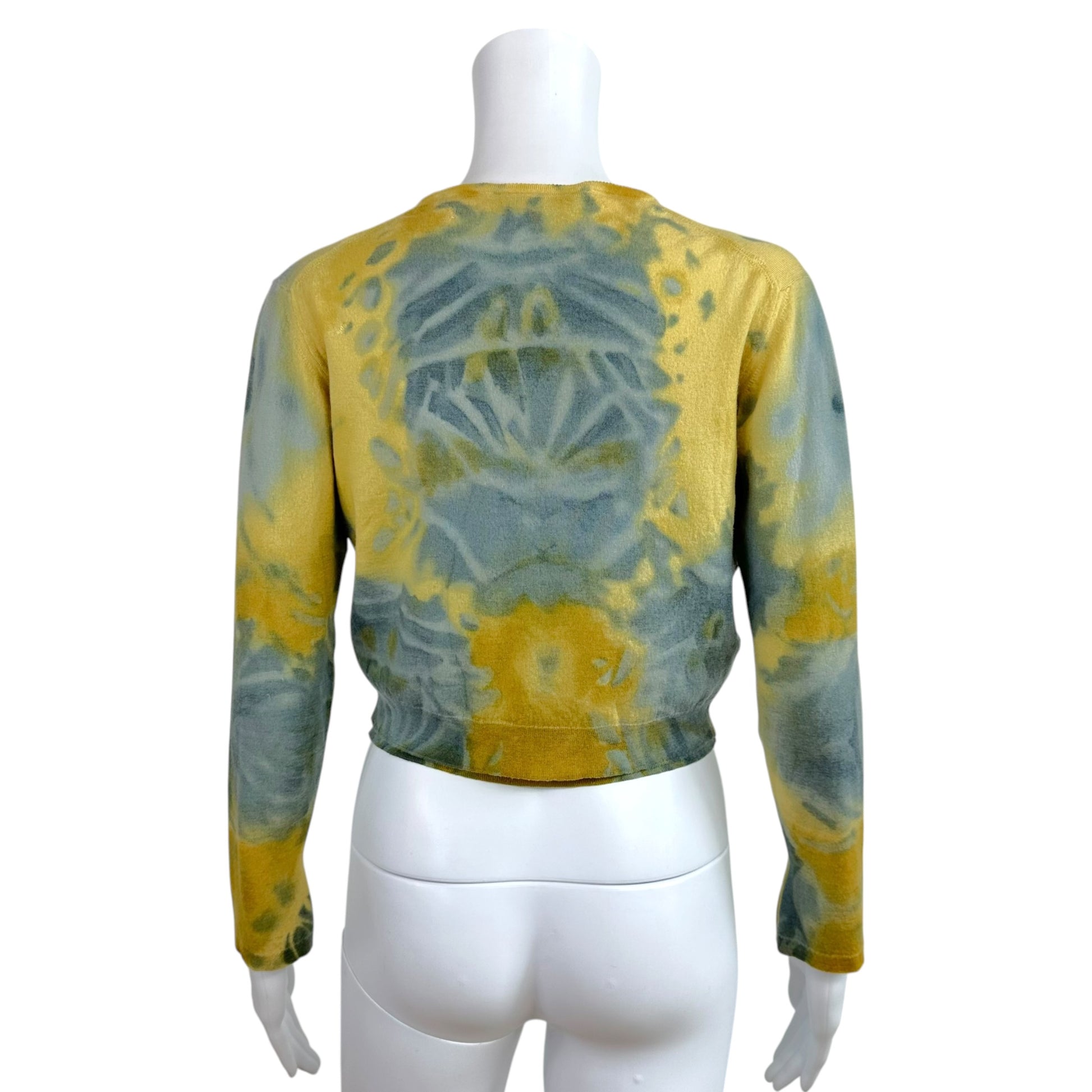 John Galliano Tie-Dye Beaded Cami Cardigan Set Beige Blue