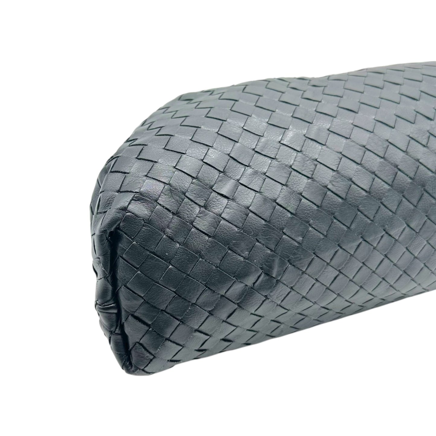Bottega Veneta Black Intrecciato Lambskin Clutch Bag