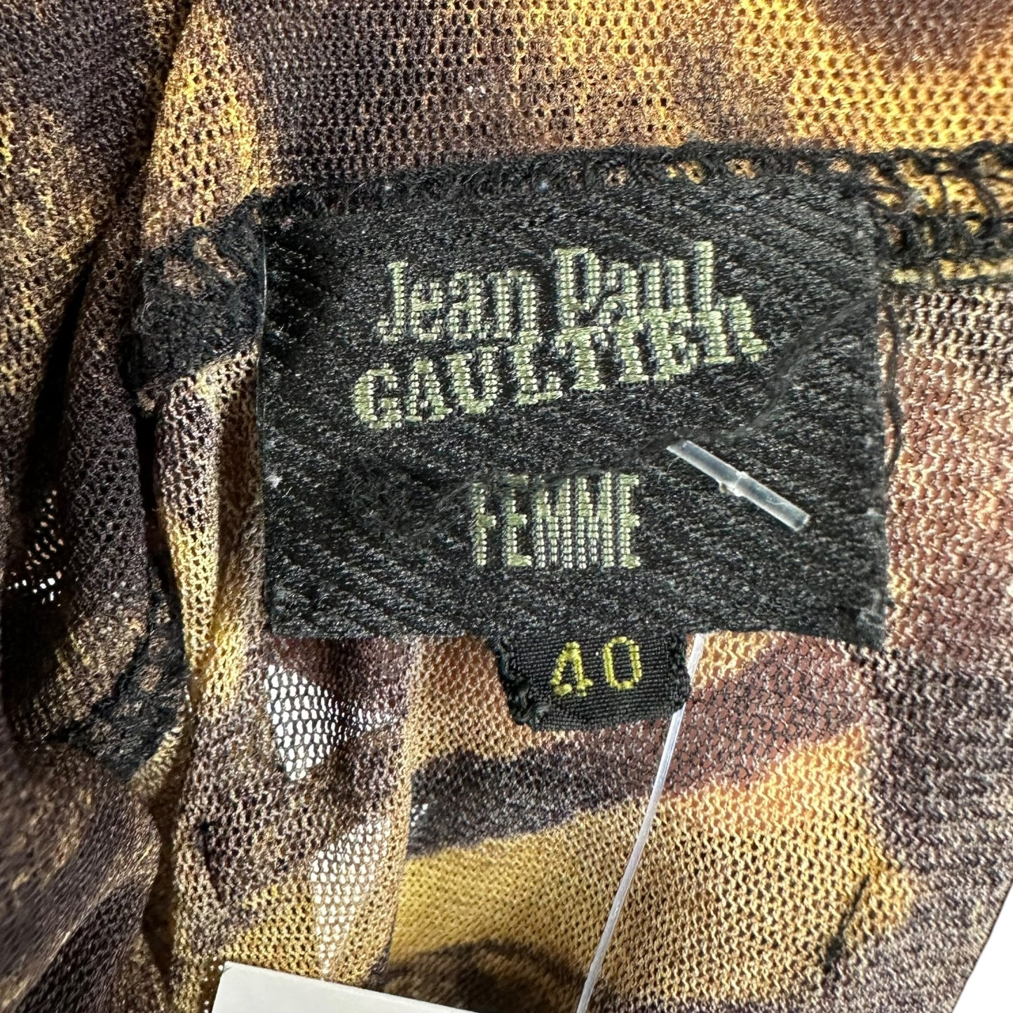 Jean Paul Gaultier Leopard Print Mesh Turtleneck Top