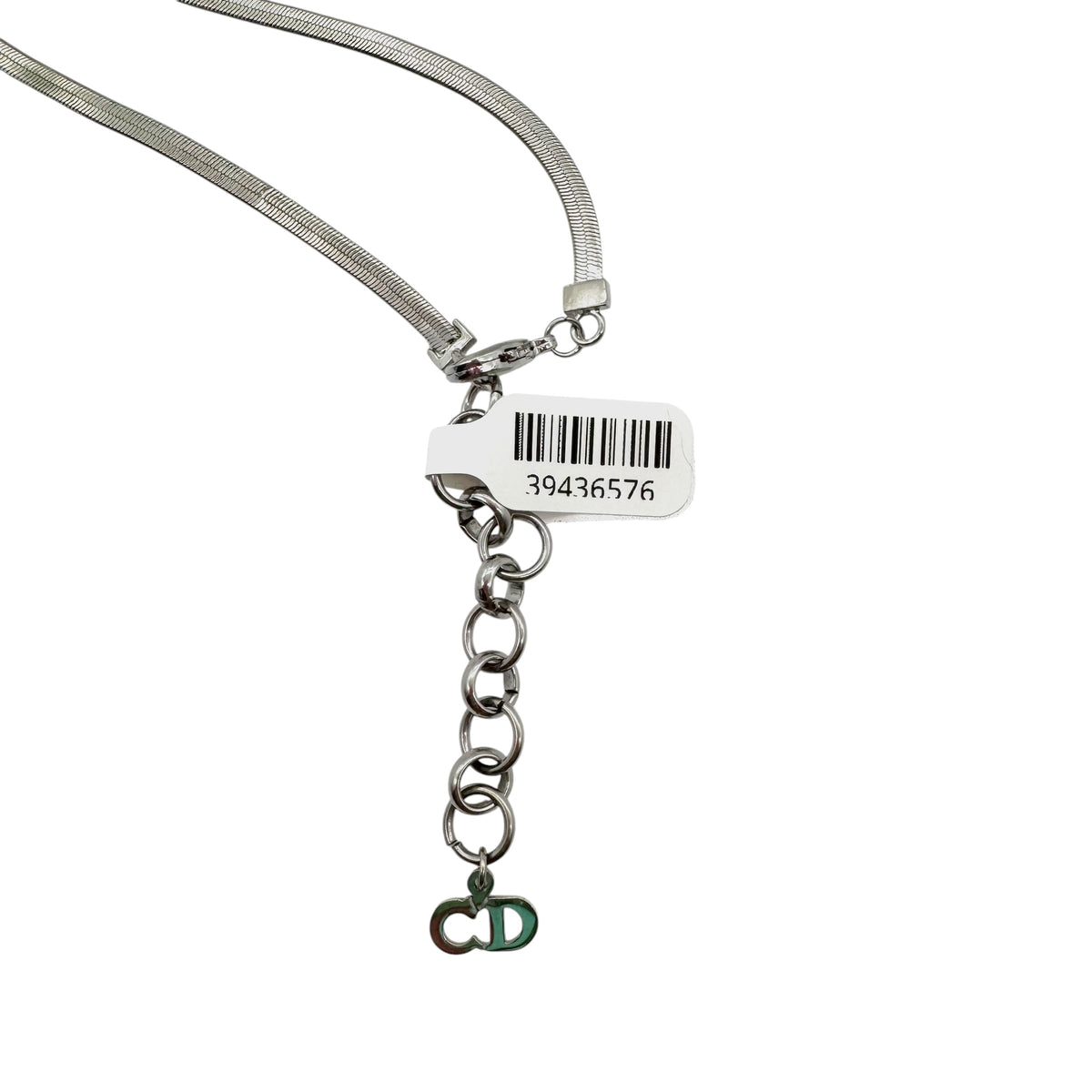 Christian Dior Silver CD Logo Bow Necklace