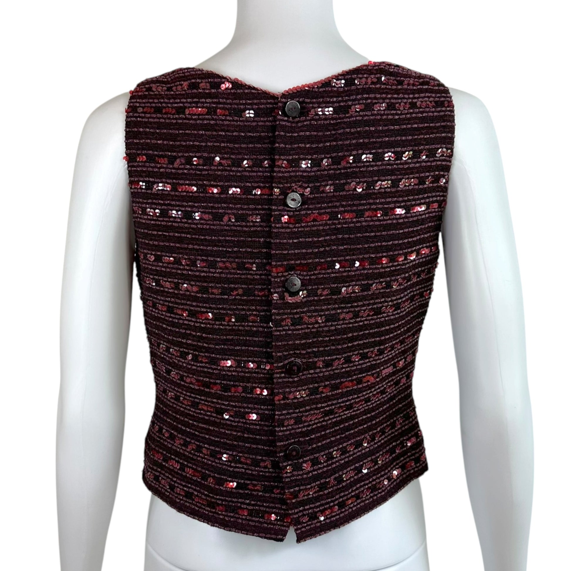Chanel Tweed Top Pink Purple Sequin Embellished Fitted