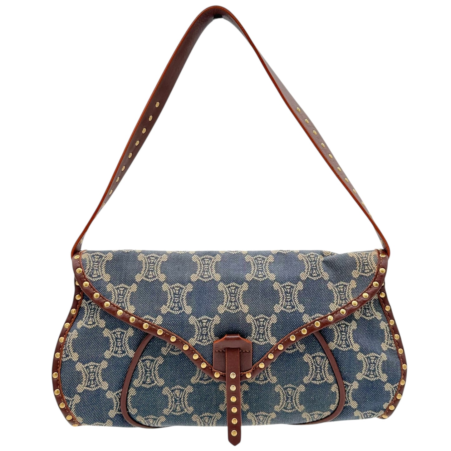 Celine Blue Denim Triomphe Monogram Poulbot Bag - Outfit Repeater