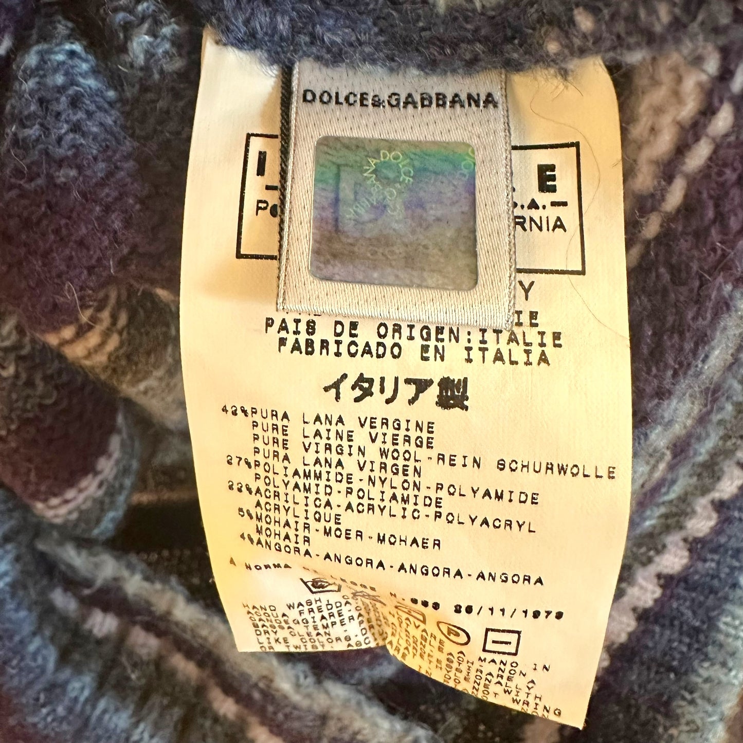 D&G Dolce & Gabbana Blue Striped Off Shoulder Knit Sweater