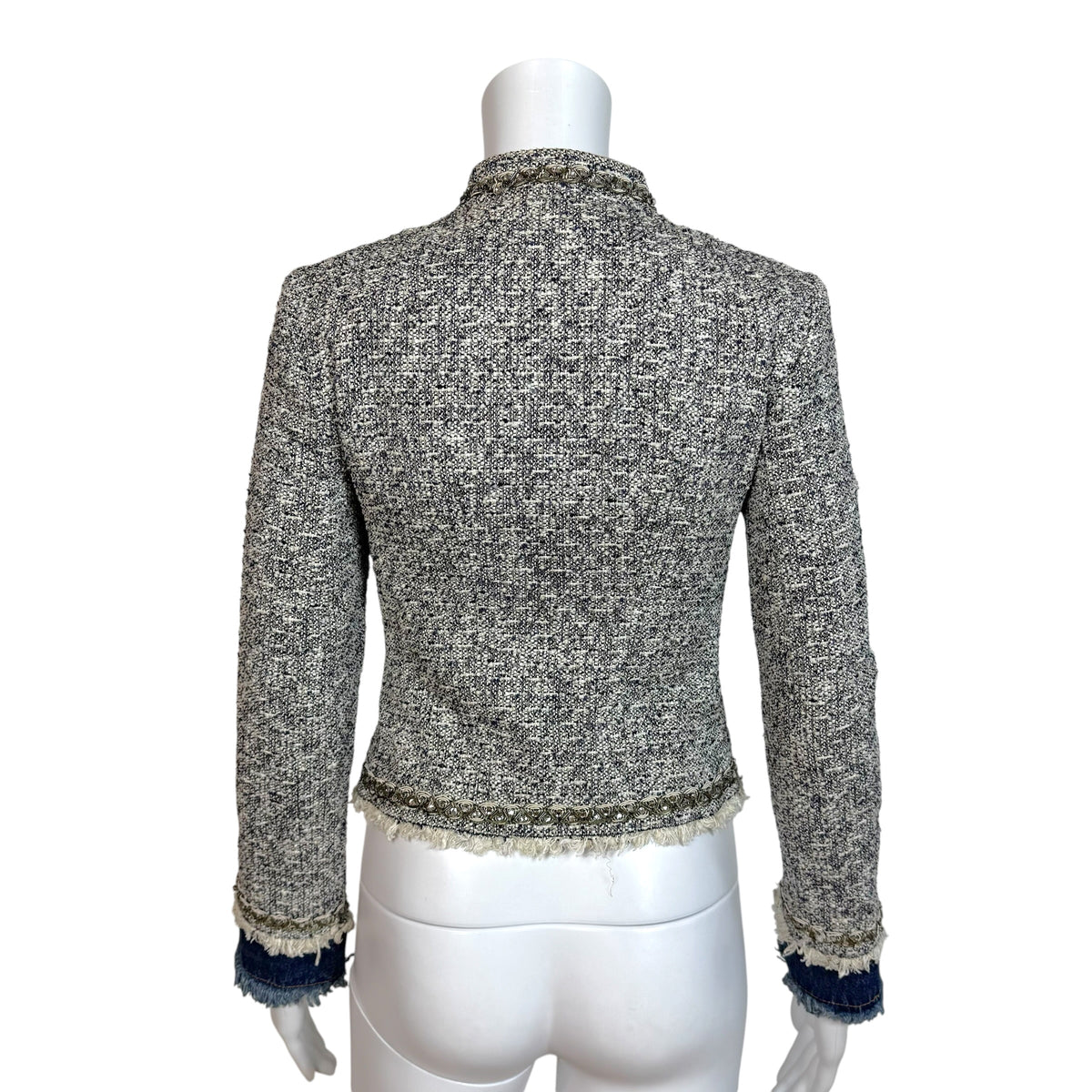 Dolce & Gabbana Tweed Denim Jacket Crystal Embellished
