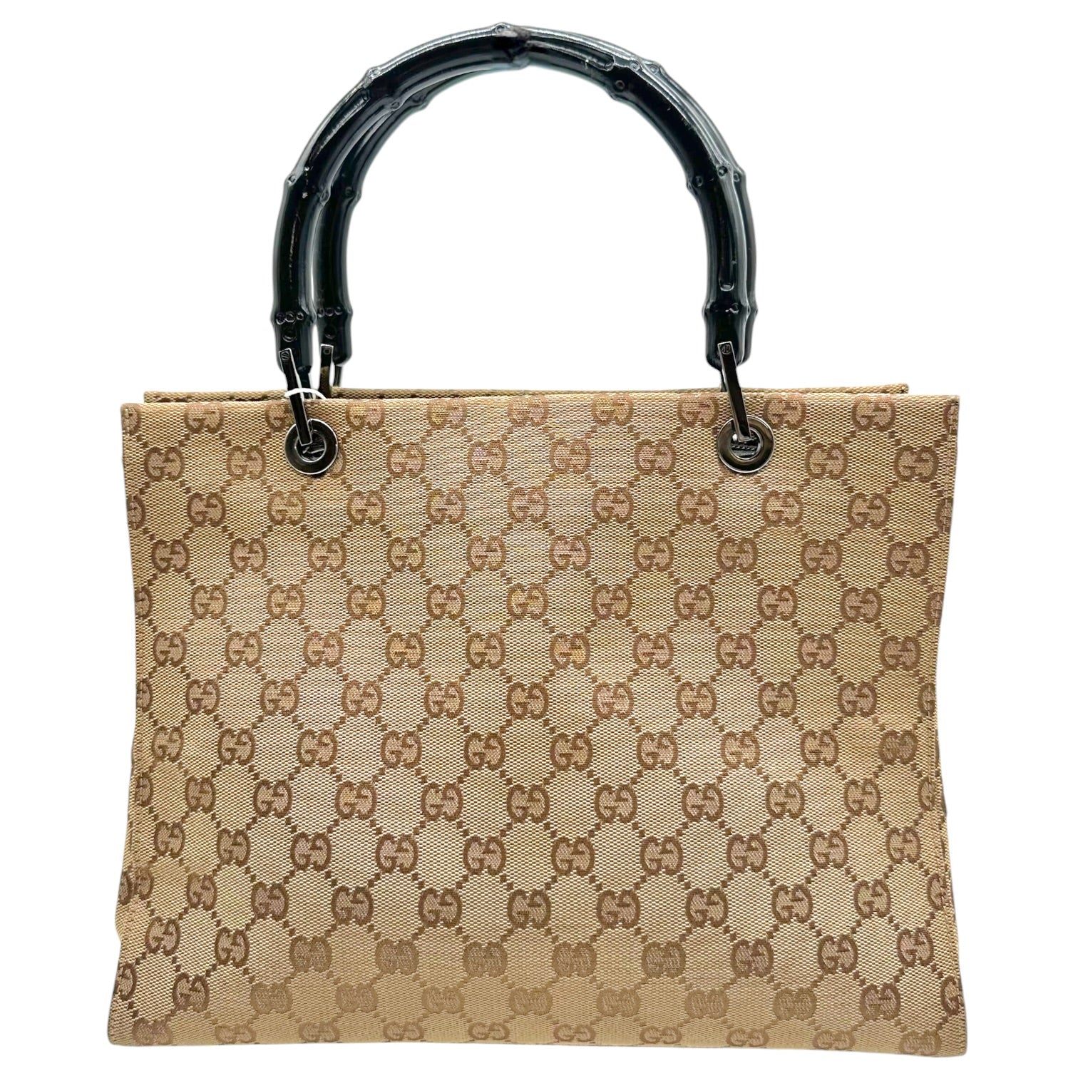 Gucci Tan Monogram Bamboo Handle Mini Tote Bag