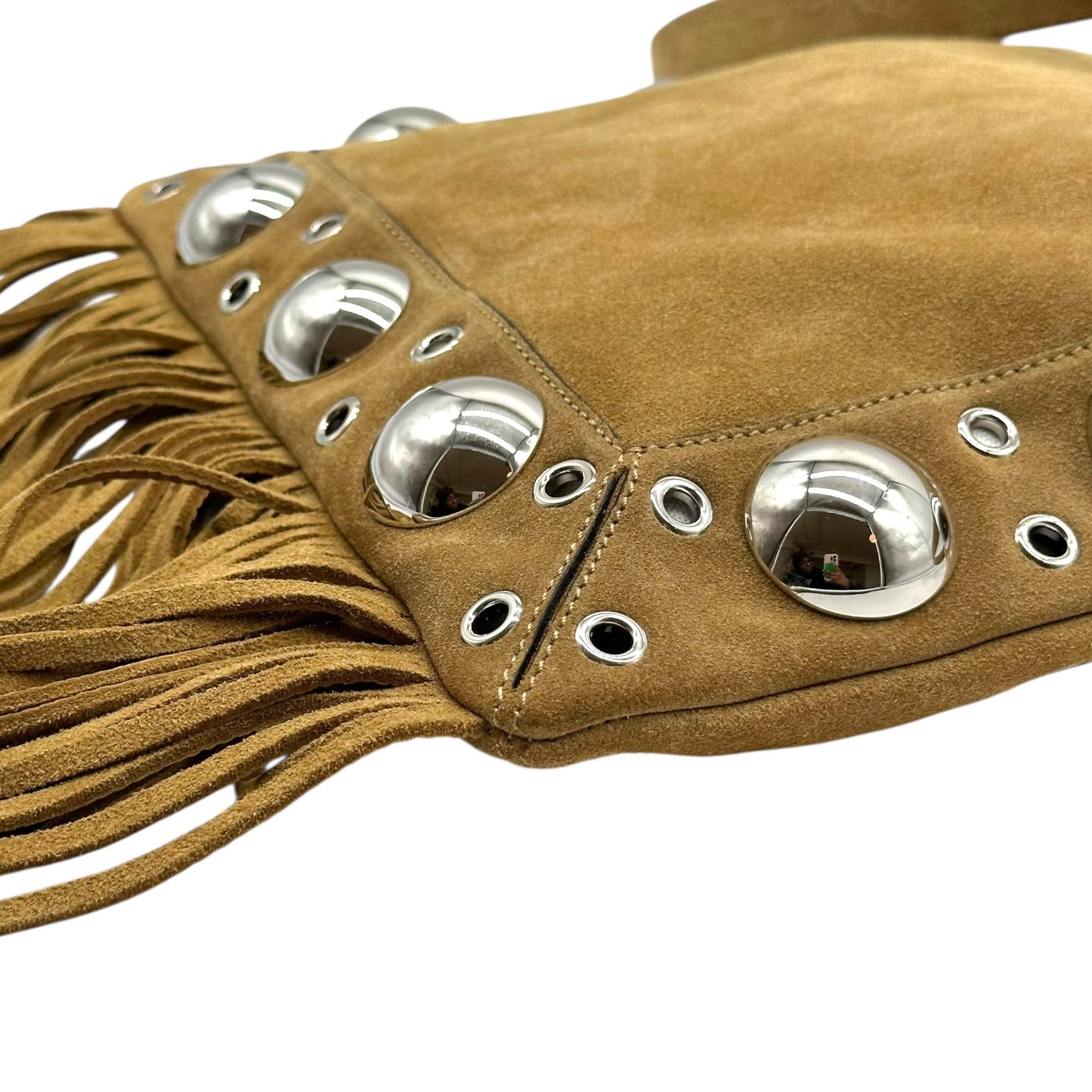 Valentino Garavani Brown Suede Nellcôte Fringe Trim Crossbody Bag