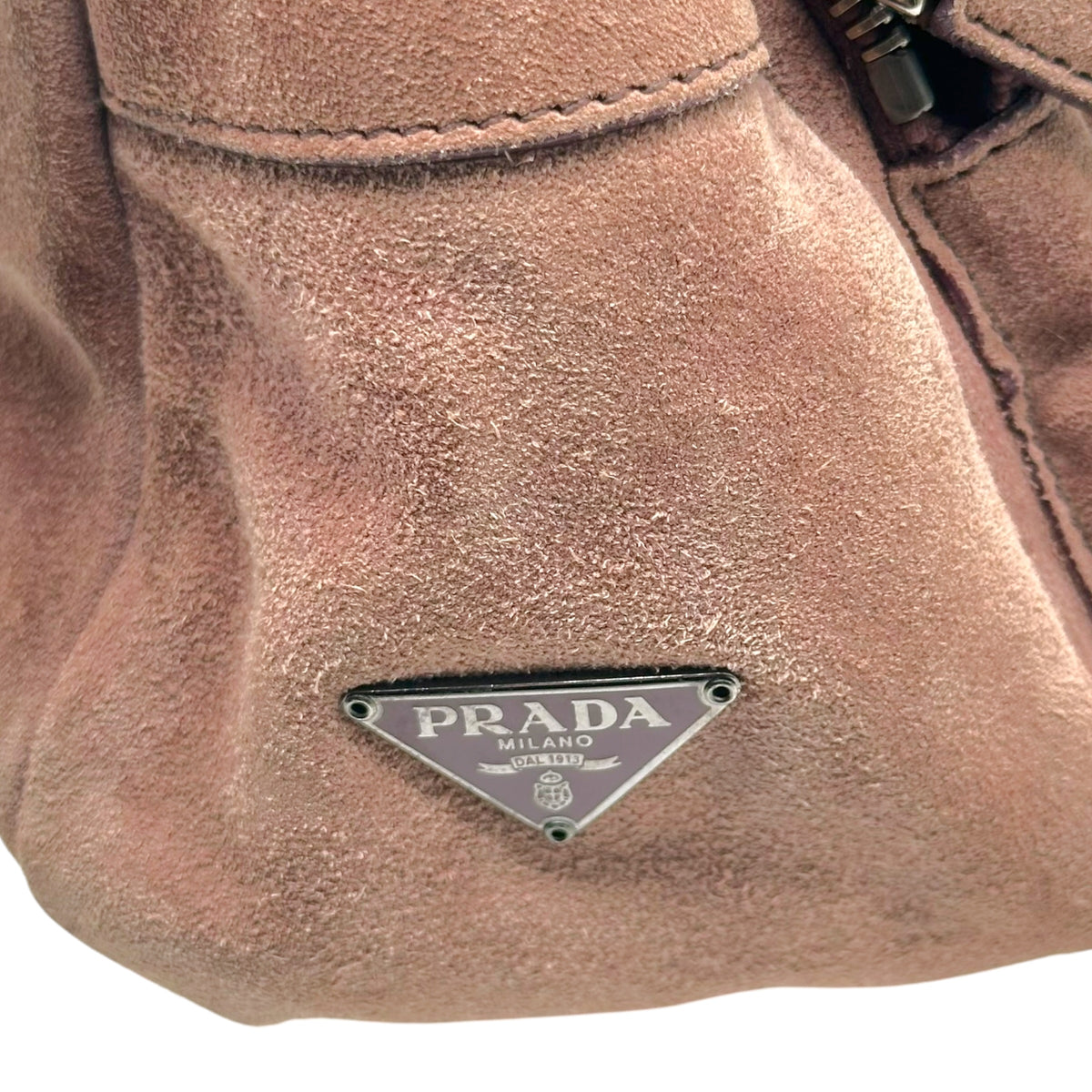 Prada Suede Shoulder Bag Dusty Rose Pink