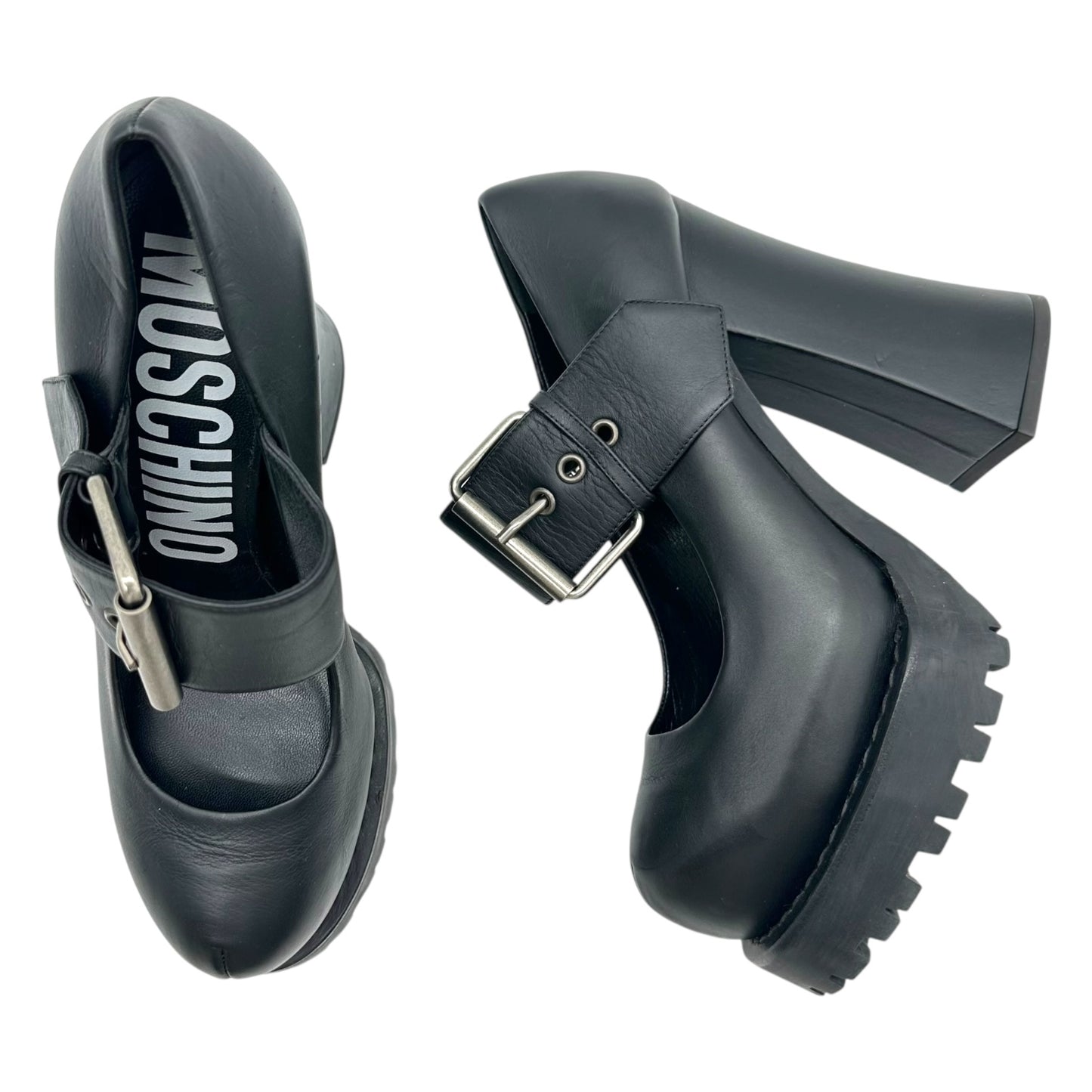 Moschino Black Leather Platform Mary Jane Heels - Outfit Repeater