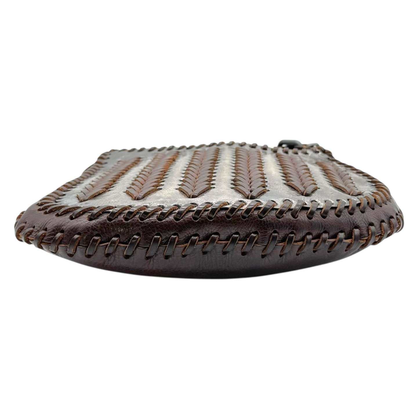 Fendi Dark Brown Woven Leather Oyster Bag