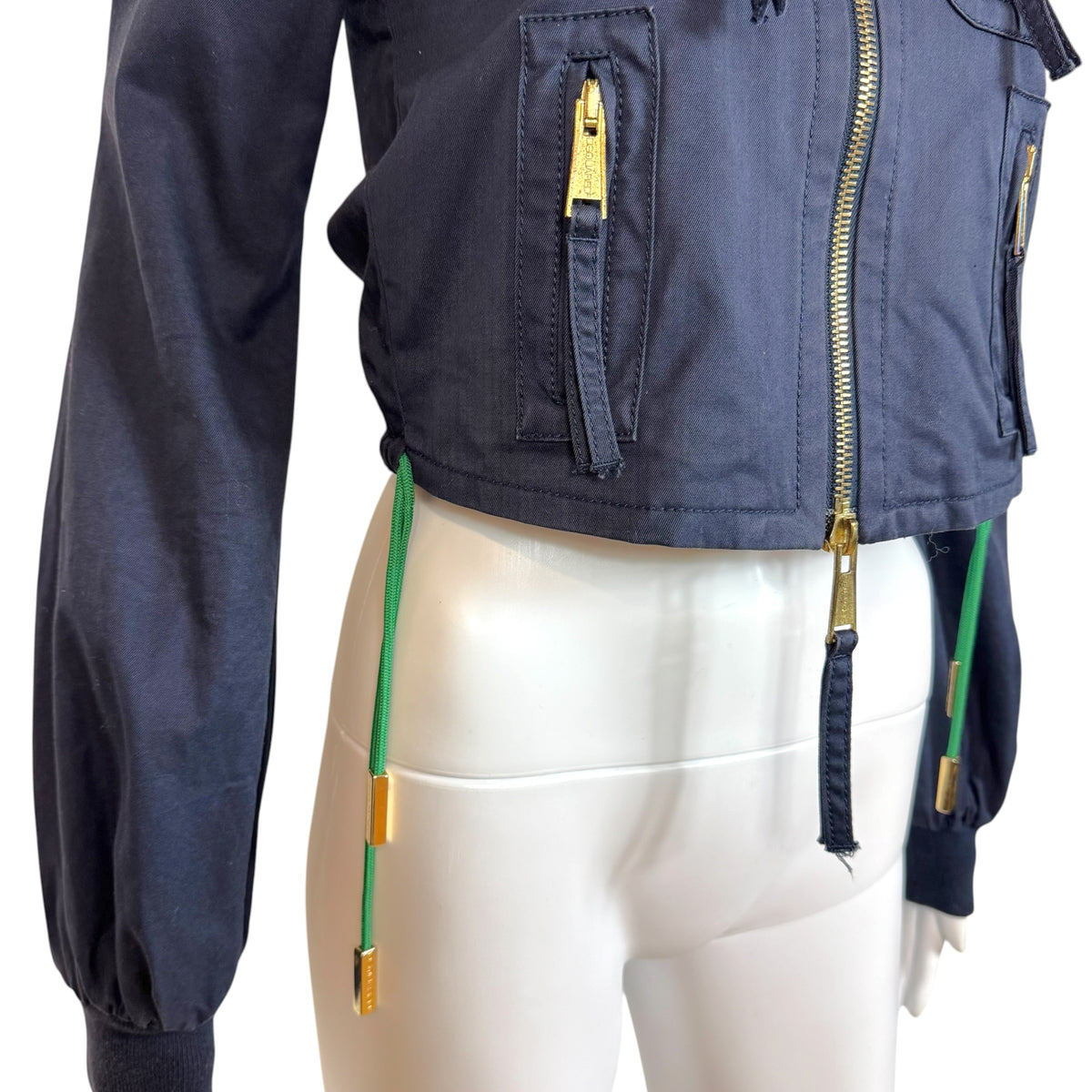 Dsquared2 Navy Blue Cropped Bomber Jacket