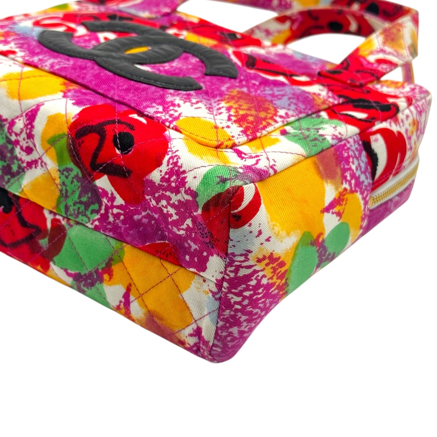 Chanel Top Handle Handbag Multicolor Camellia Floral