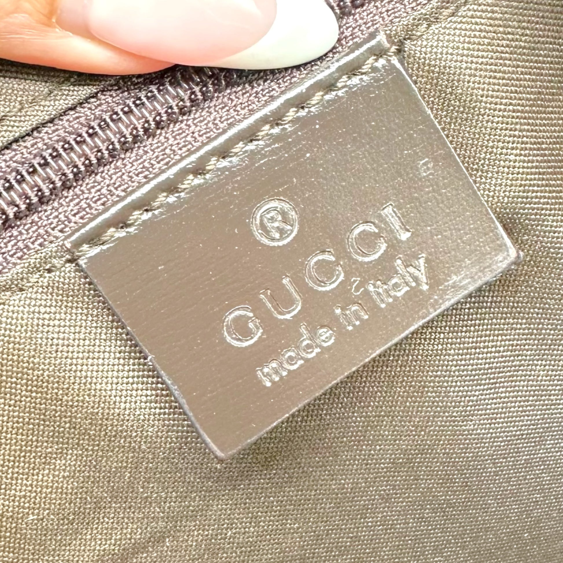Gucci Brown Suede Monogram Crescent Hobo Bag