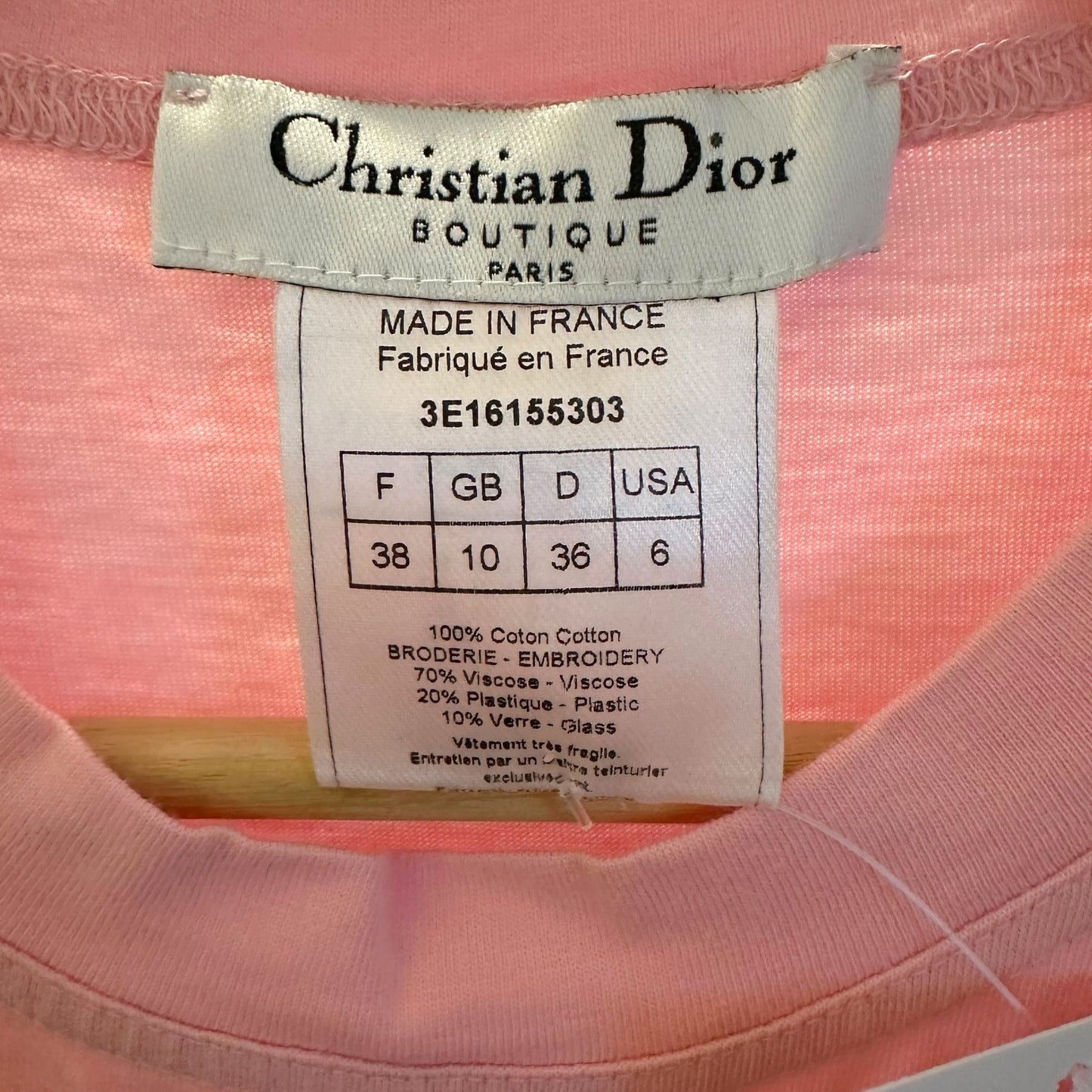 Christian Dior Pink Beaded Tank Top Sleeveless Crew Neck