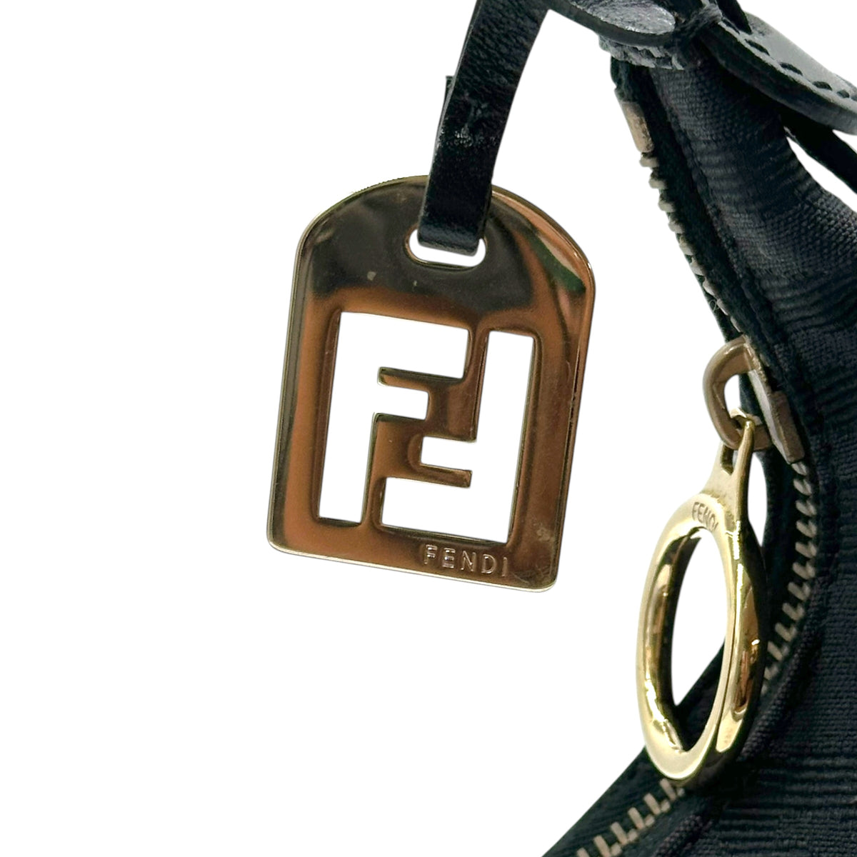 Fendi Black Zebra Print Canvas Hobo Bag