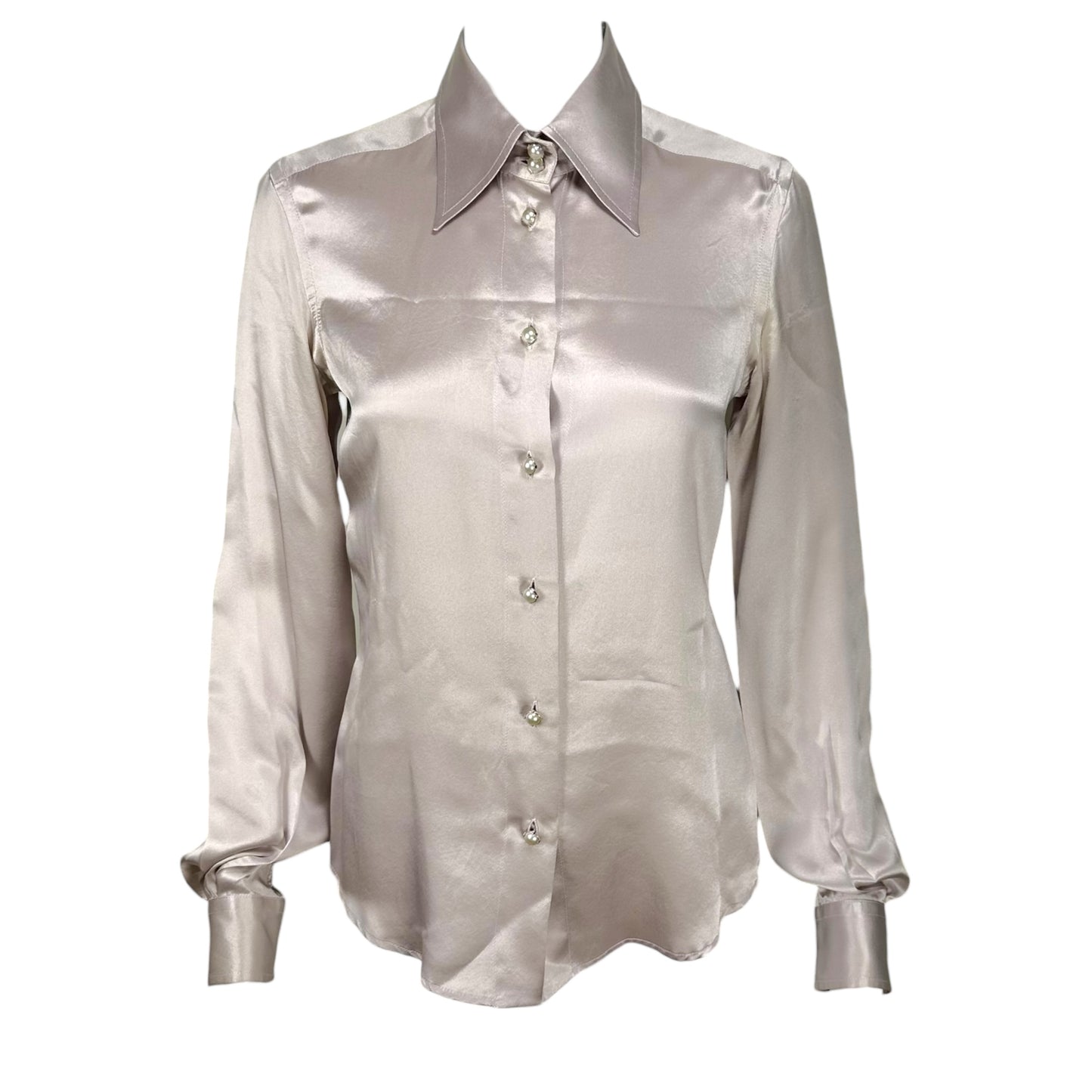 Dolce & Gabbana Lilac Silk Button Up Blouse