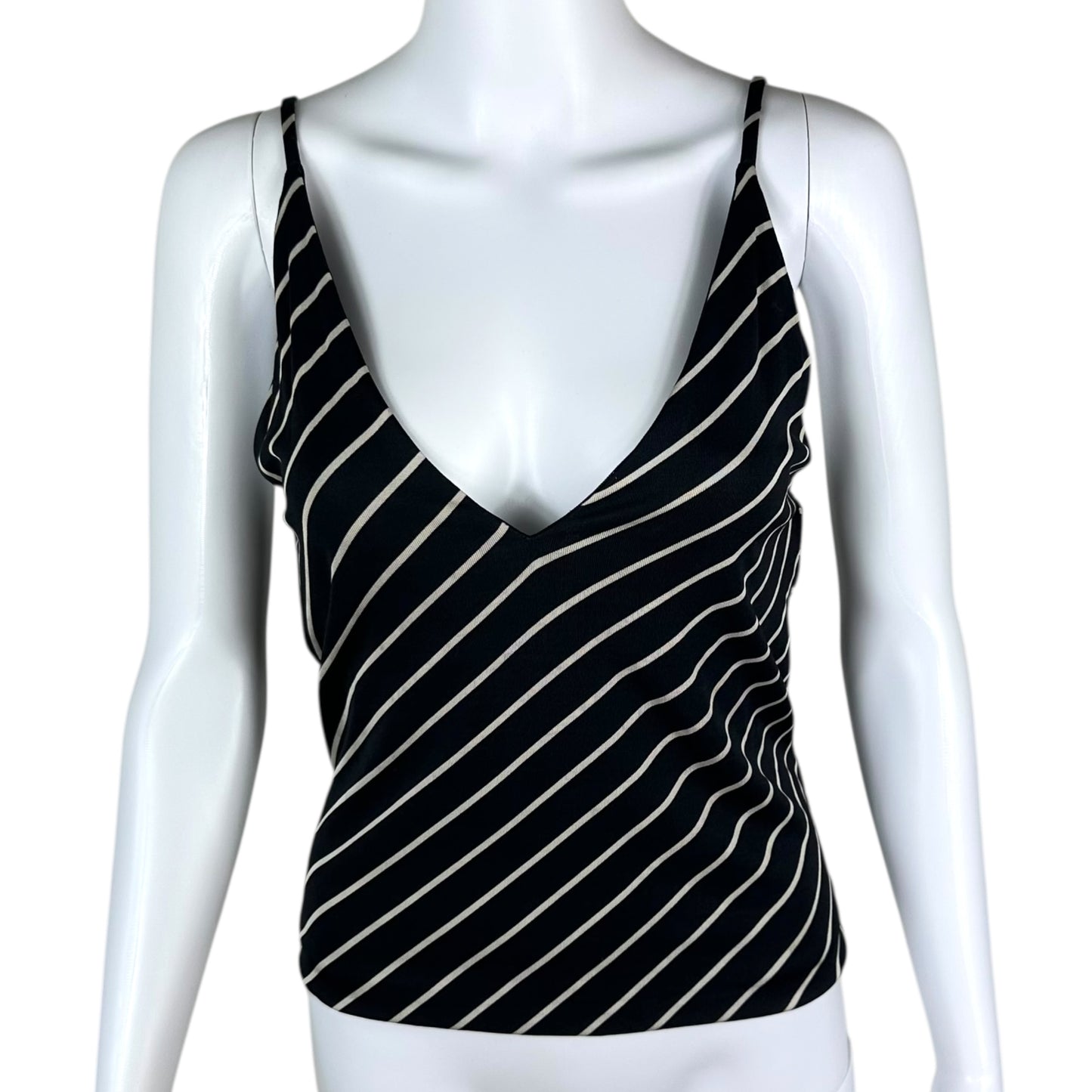 Gucci by Tom Ford Black & White Striped Open Back Cami