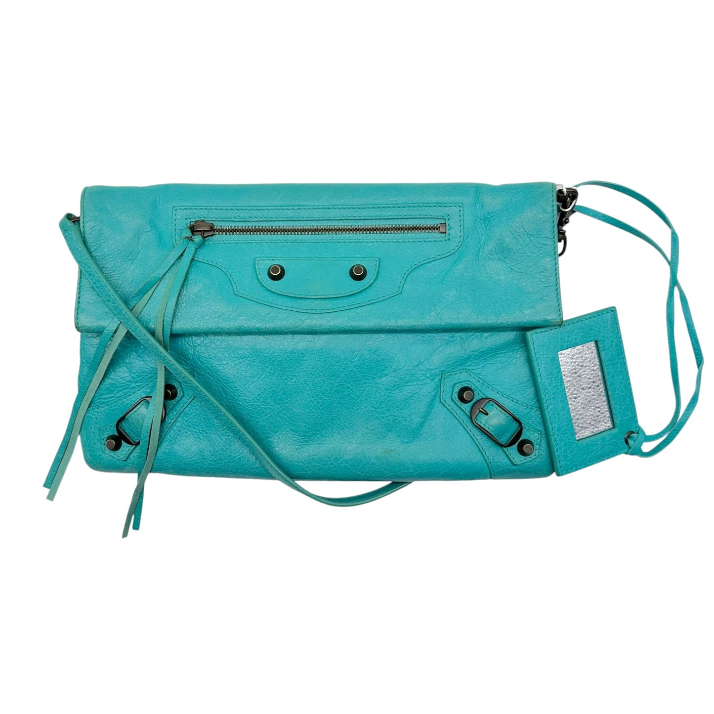 Balenciaga Turquoise Blue City 2-Way Clutch Bag