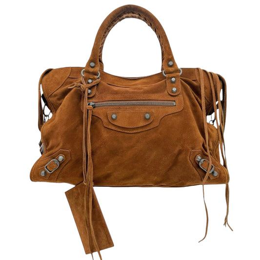 Balenciaga Brown Suede City Bag - Outfit Repeater